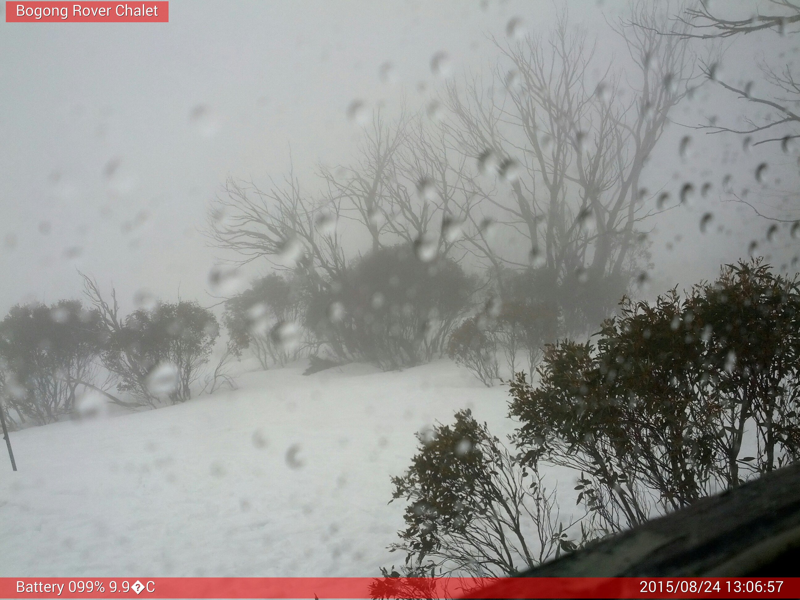 Bogong Web Cam 1:06pm Monday 24th of August 2015