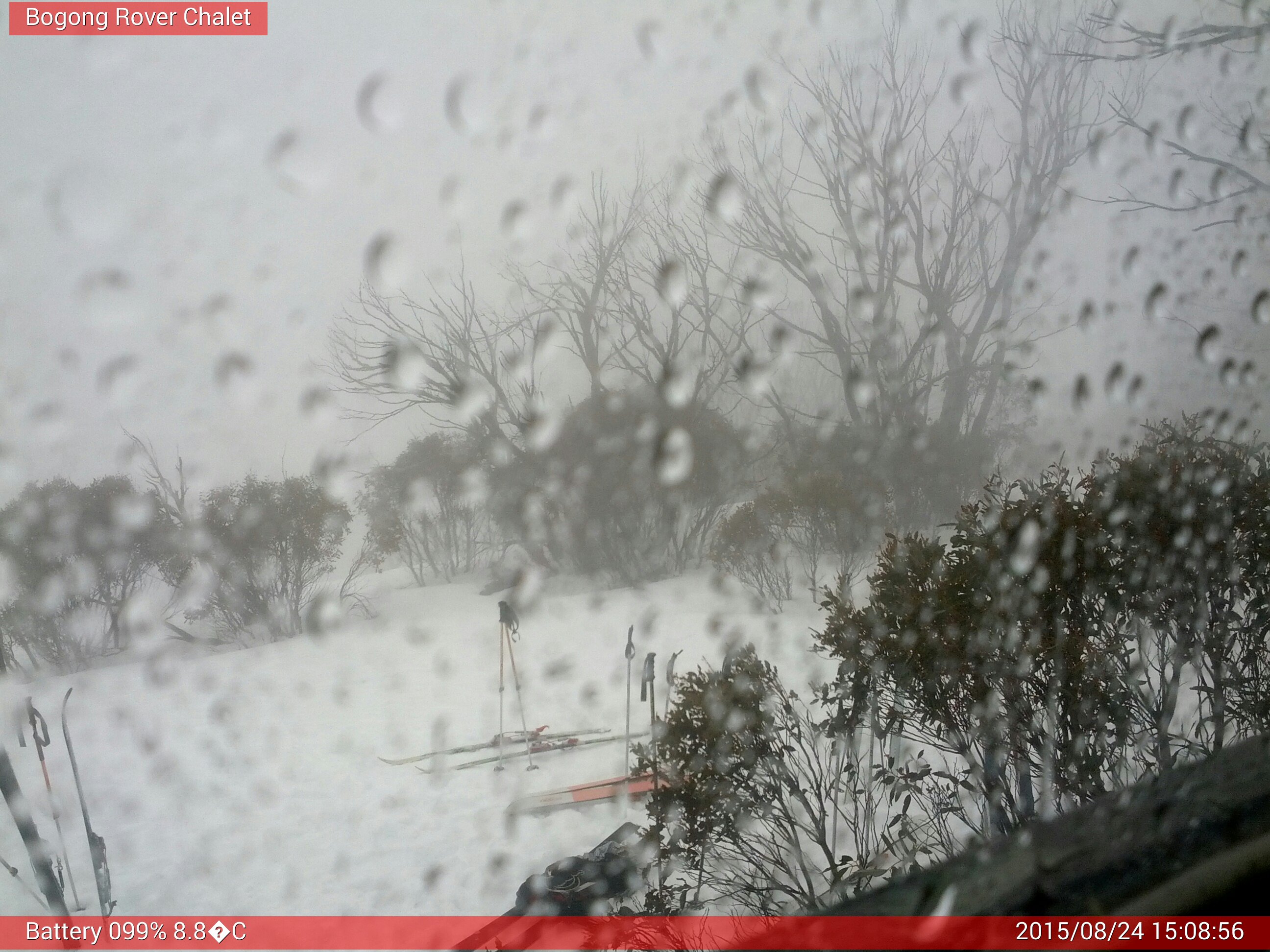 Bogong Web Cam 3:08pm Monday 24th of August 2015