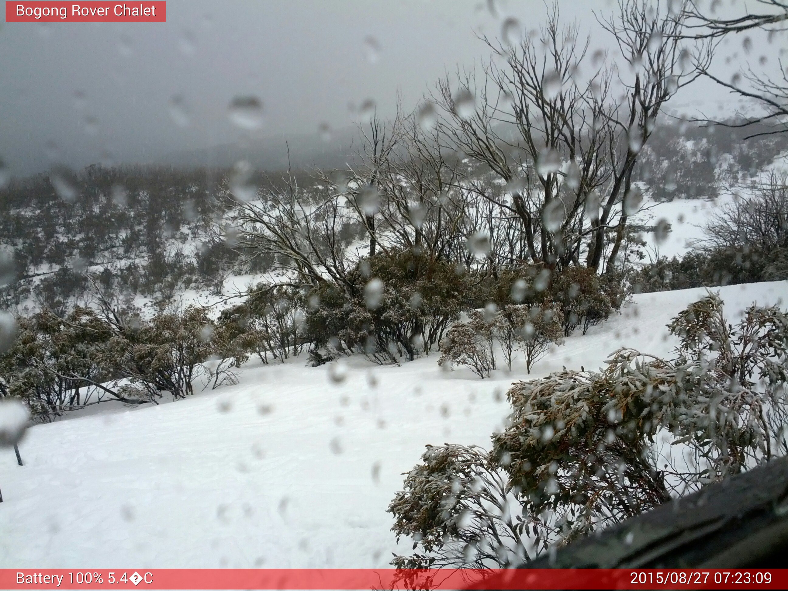 Bogong Web Cam 7:23am Thursday 27th of August 2015