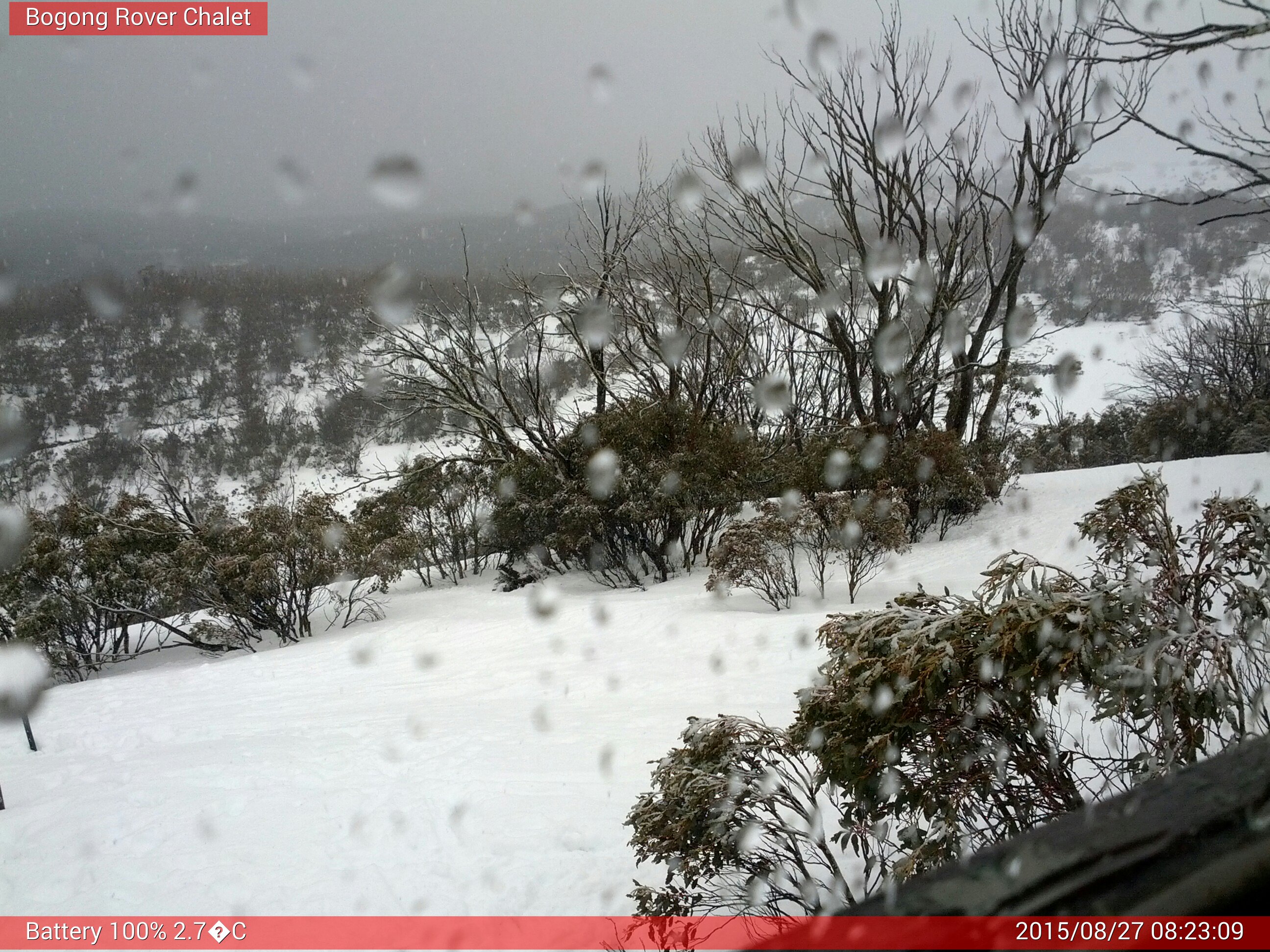 Bogong Web Cam 8:23am Thursday 27th of August 2015