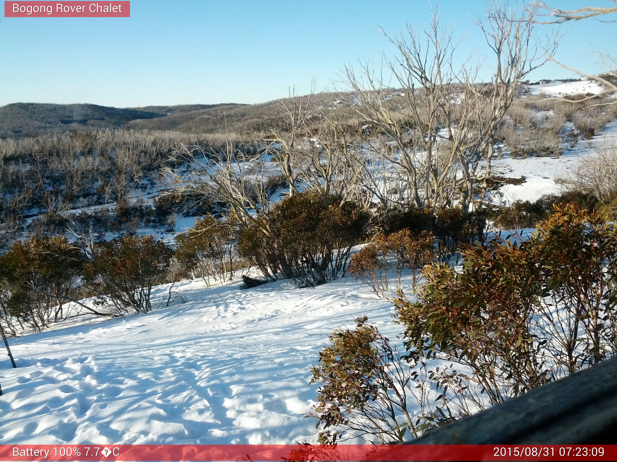 Bogong Web Cam 7:23am Monday 31st of August 2015