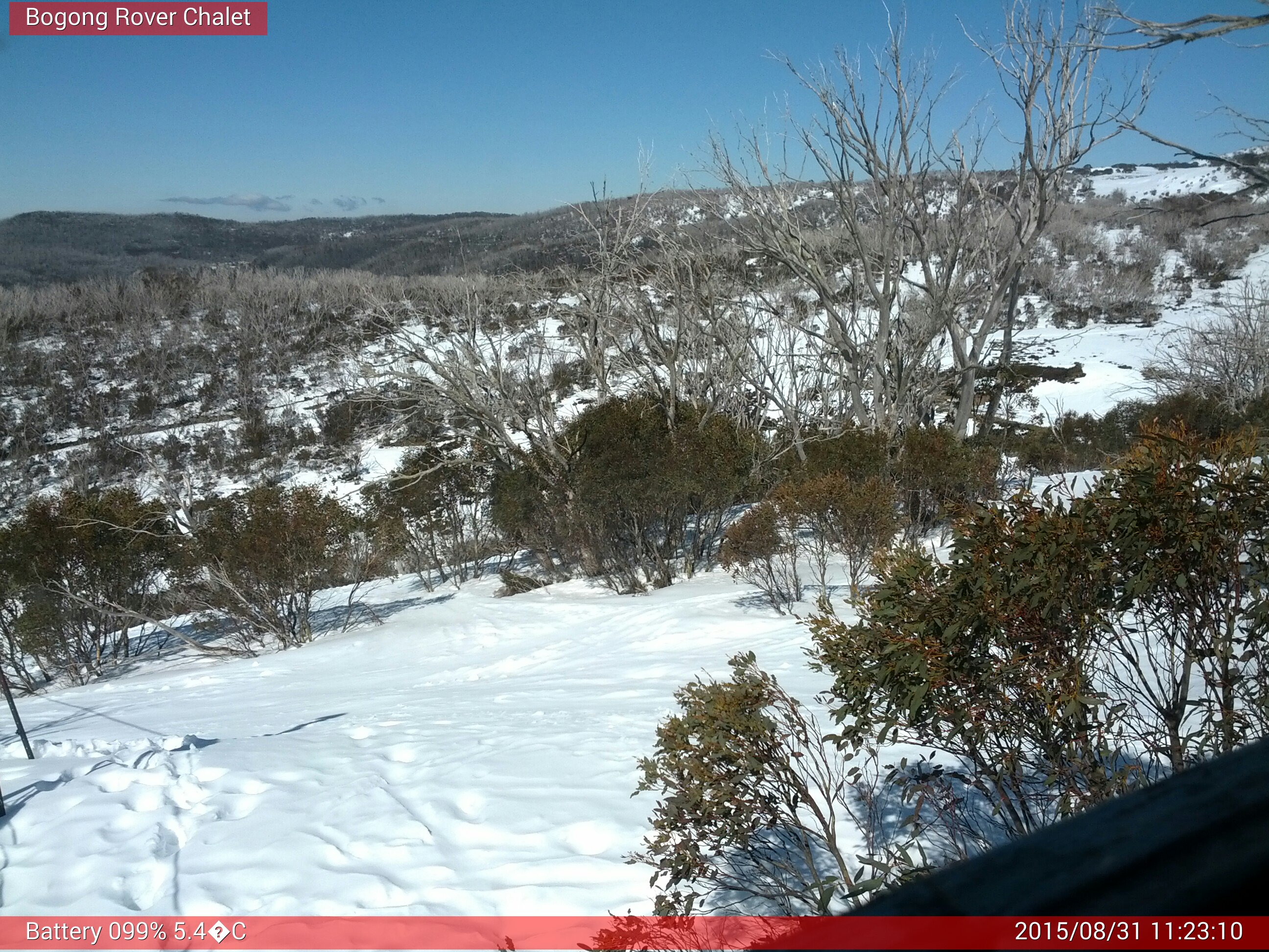 Bogong Web Cam 11:23am Monday 31st of August 2015