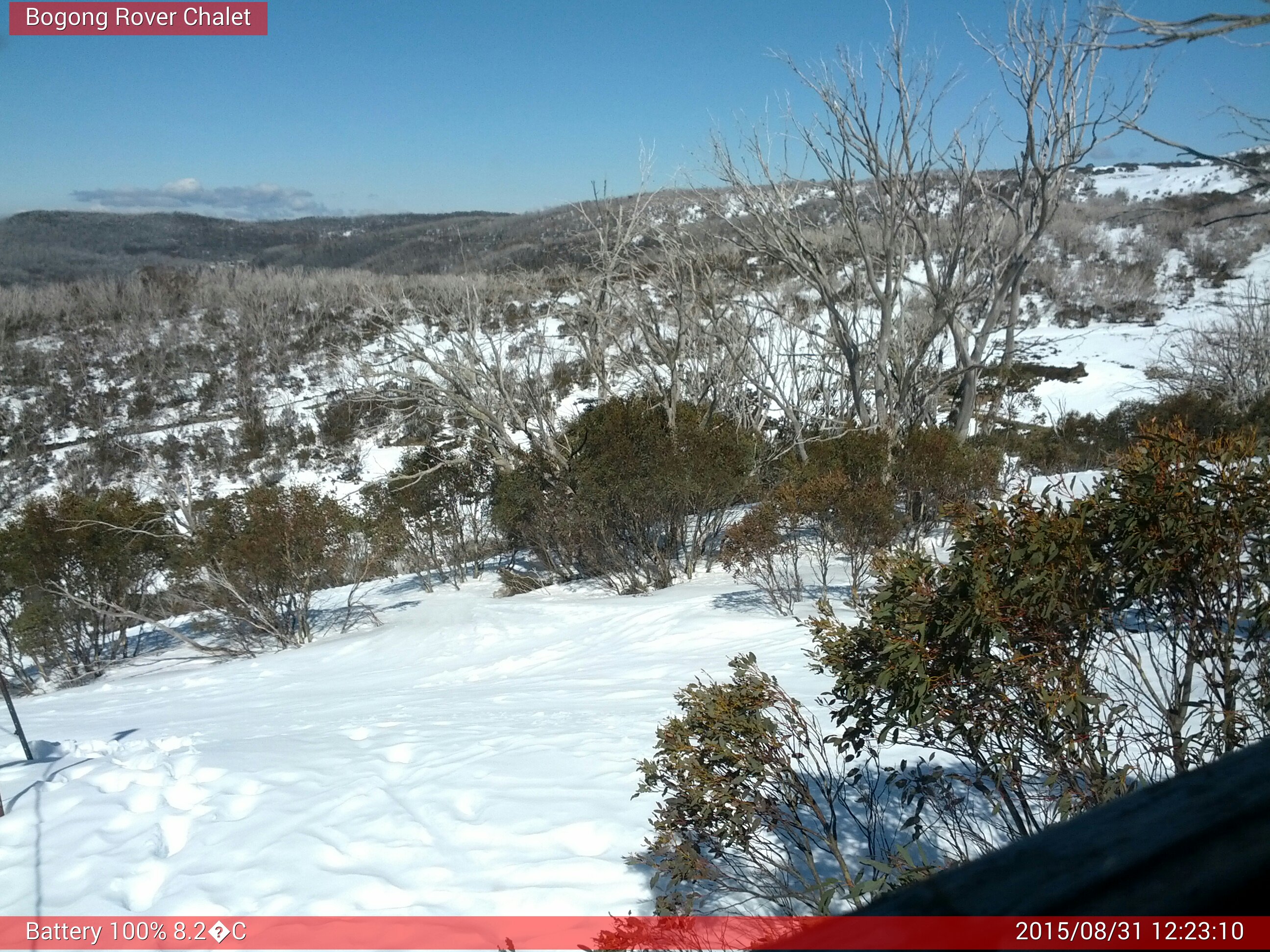 Bogong Web Cam 12:23pm Monday 31st of August 2015