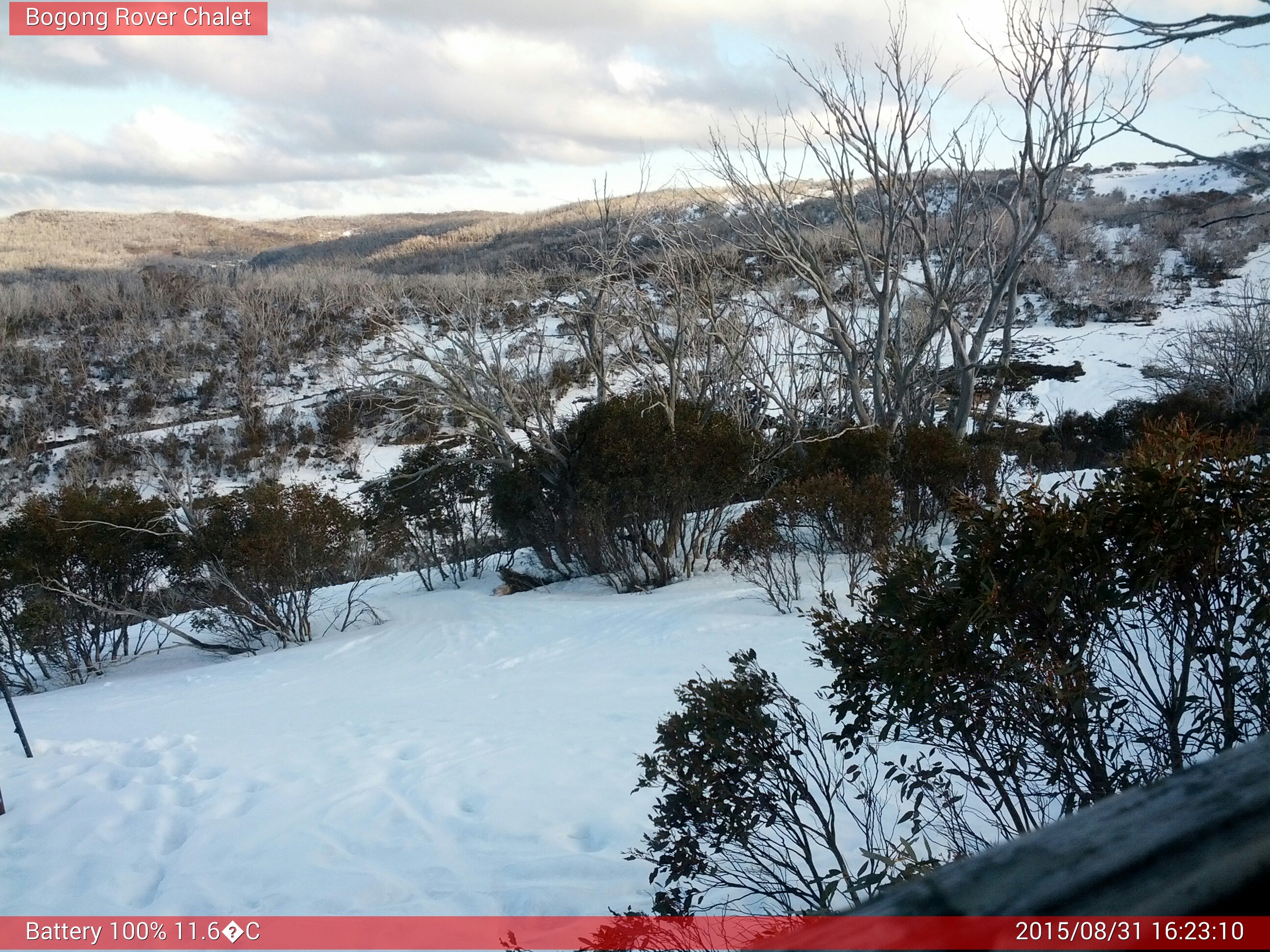 Bogong Web Cam 4:23pm Monday 31st of August 2015