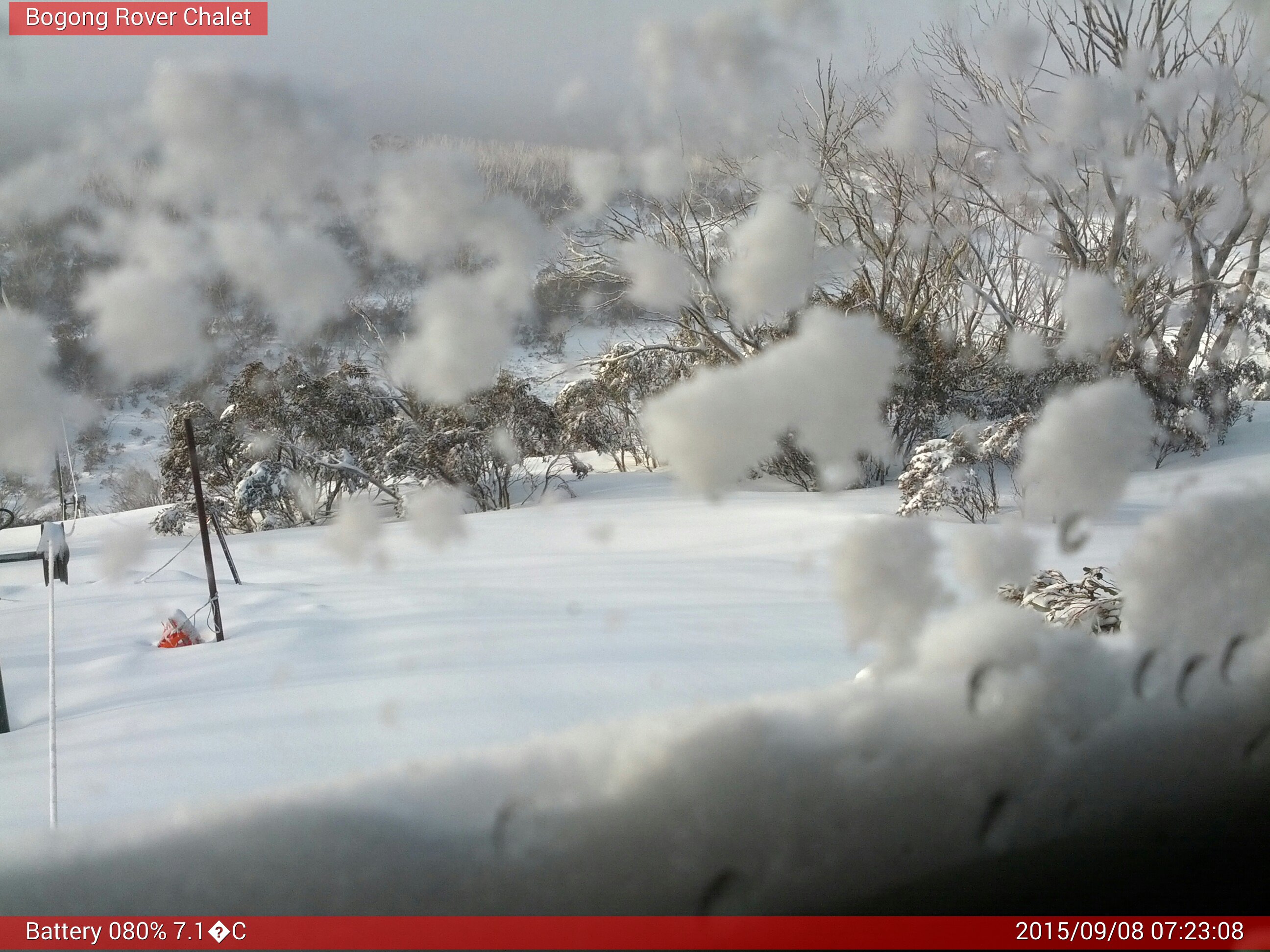 Bogong Web Cam 7:23am Tuesday 8th of September 2015