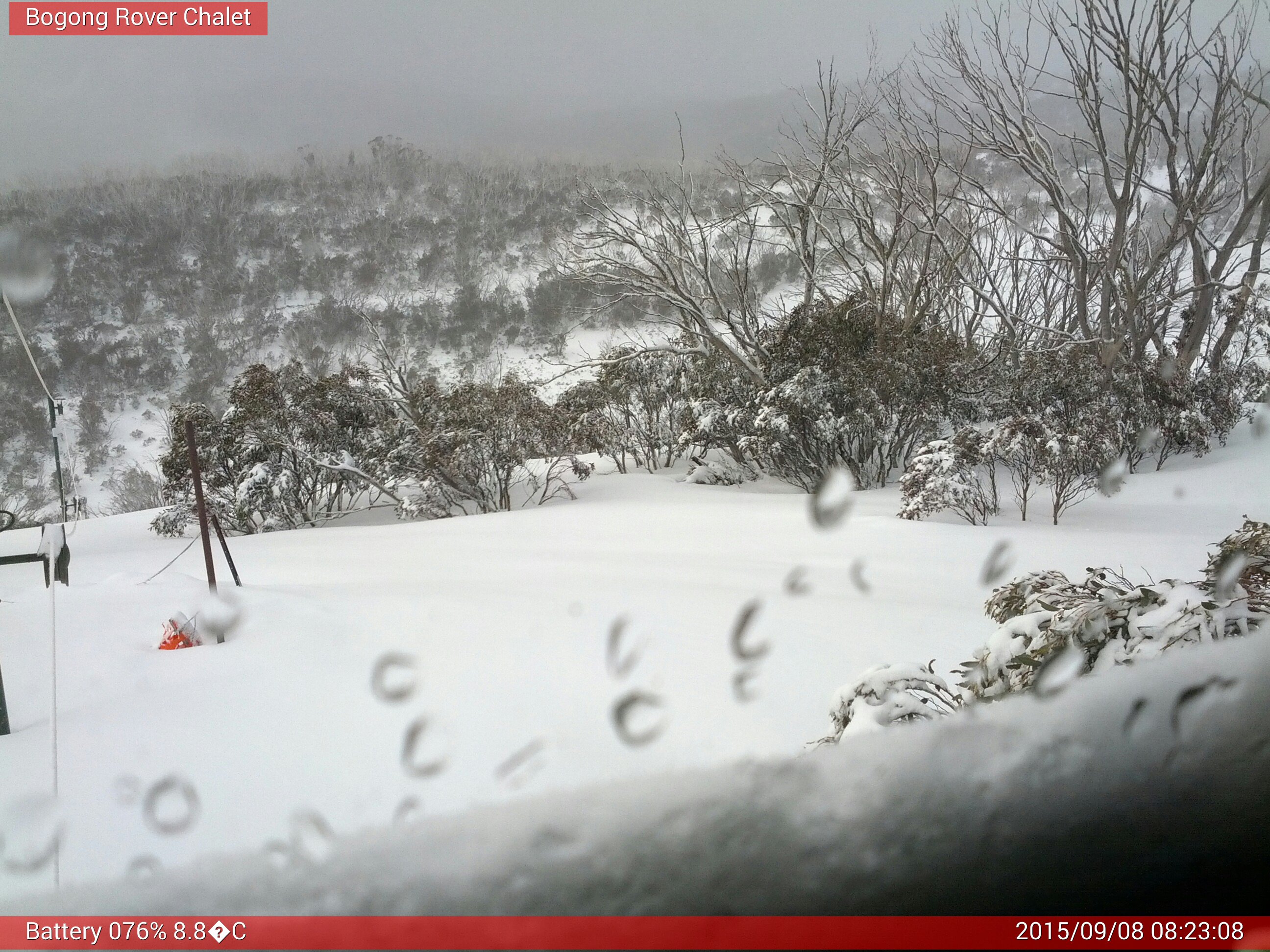 Bogong Web Cam 8:23am Tuesday 8th of September 2015