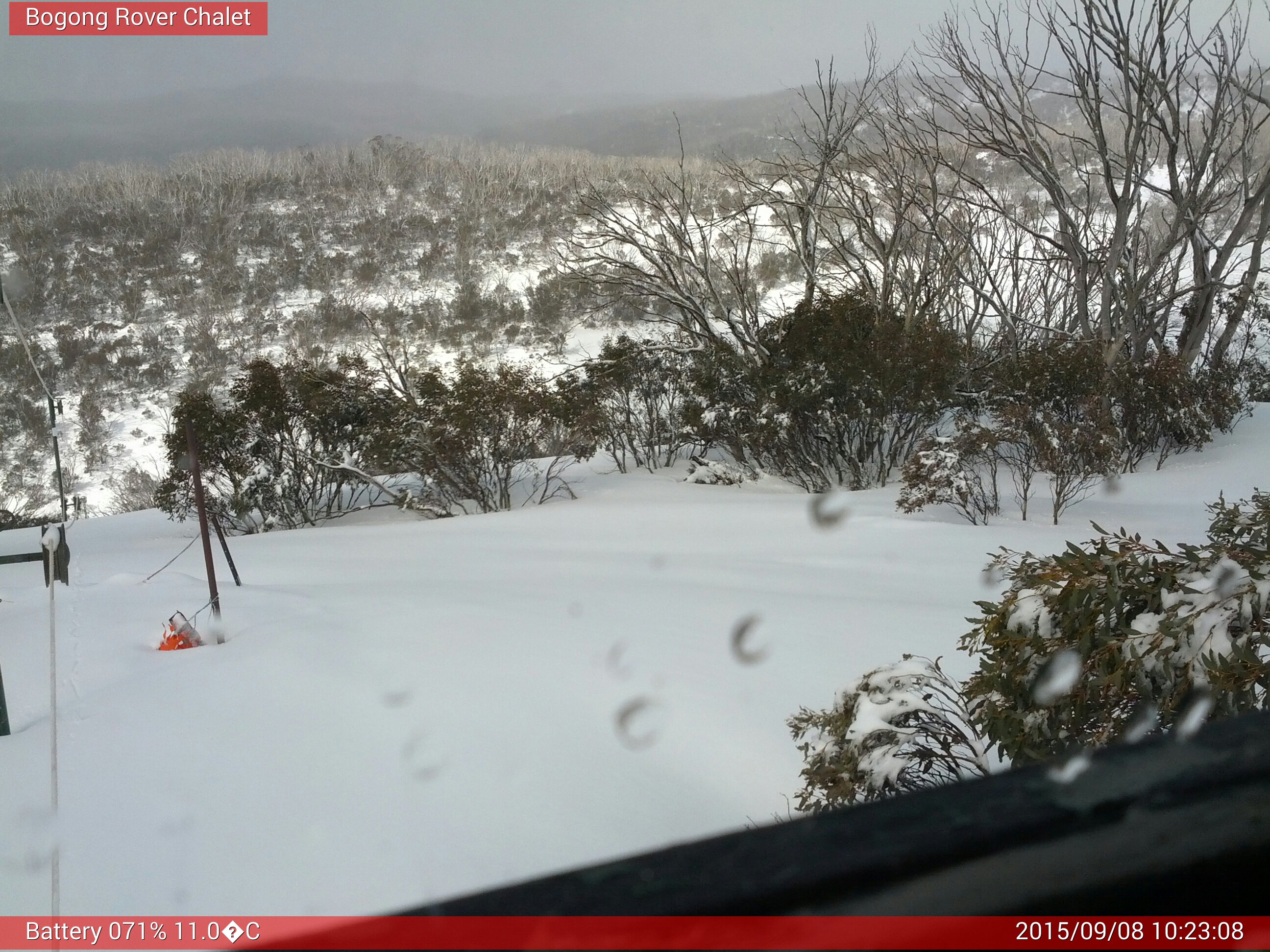 Bogong Web Cam 10:23am Tuesday 8th of September 2015