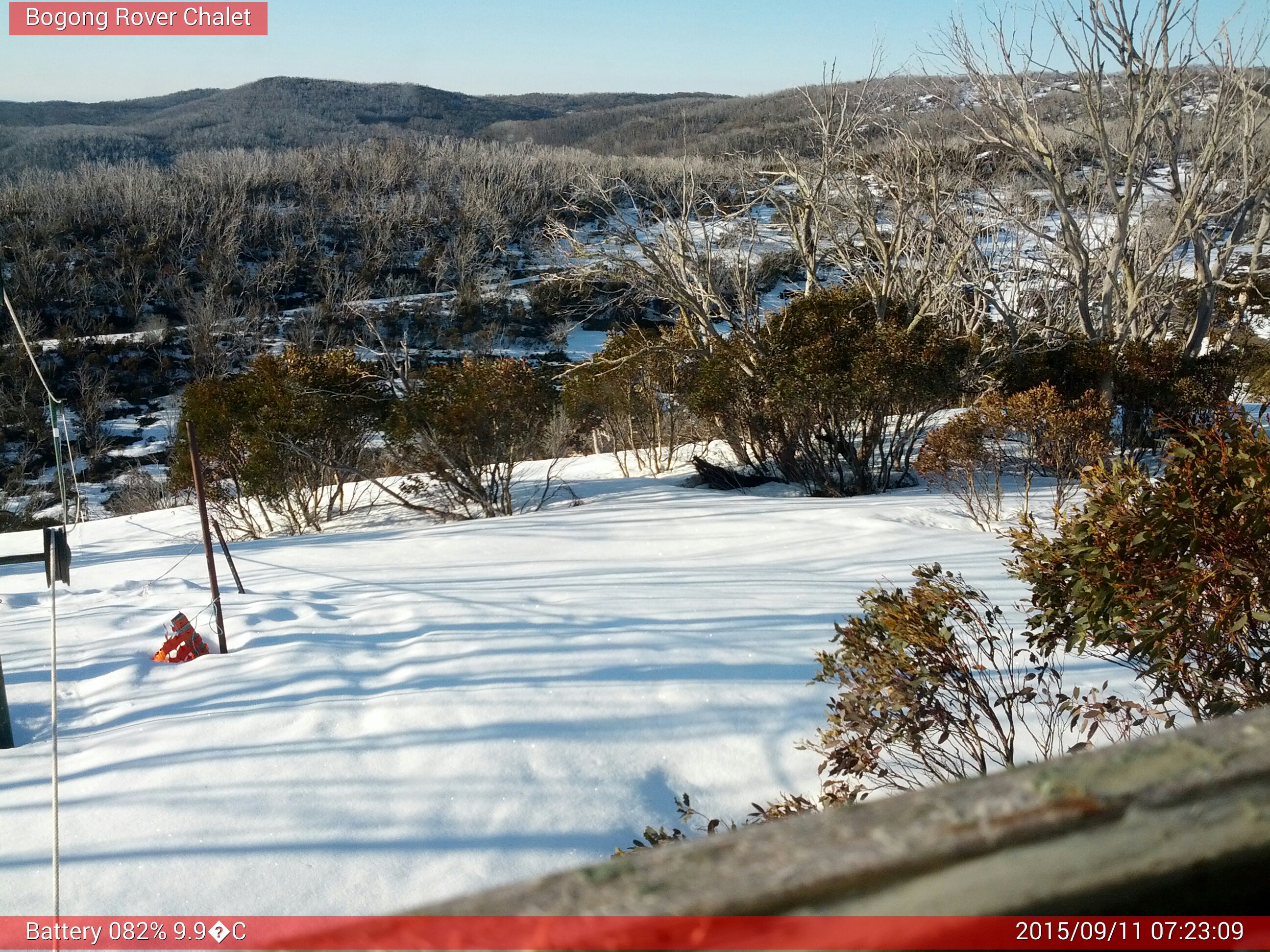 Bogong Web Cam 7:23am Friday 11th of September 2015