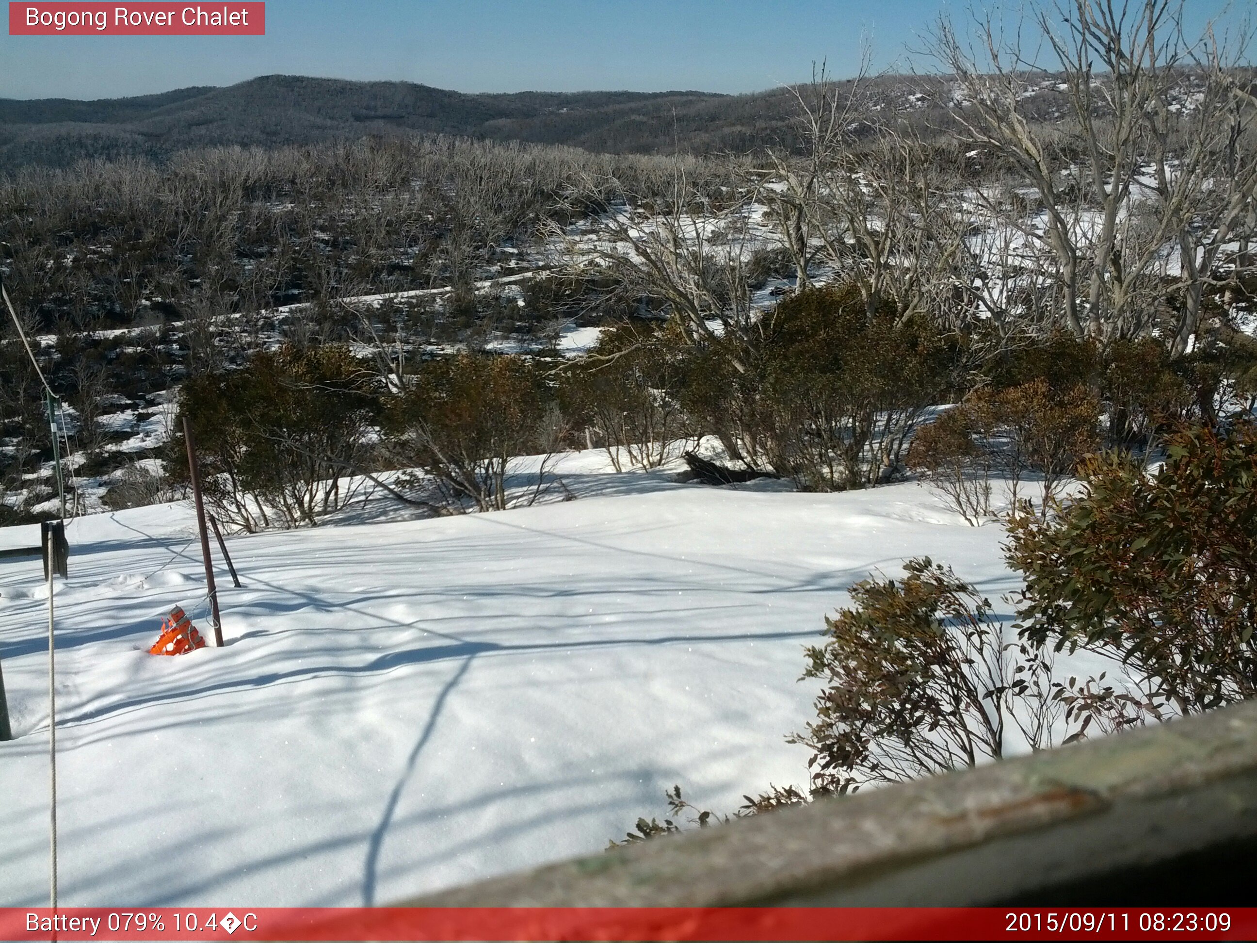 Bogong Web Cam 8:23am Friday 11th of September 2015