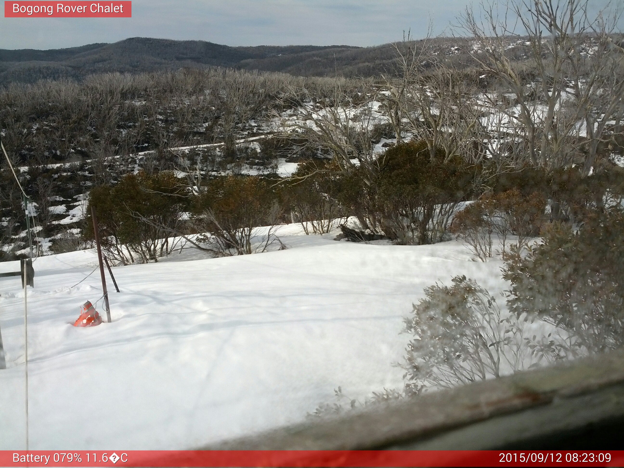 Bogong Web Cam 8:23am Saturday 12th of September 2015