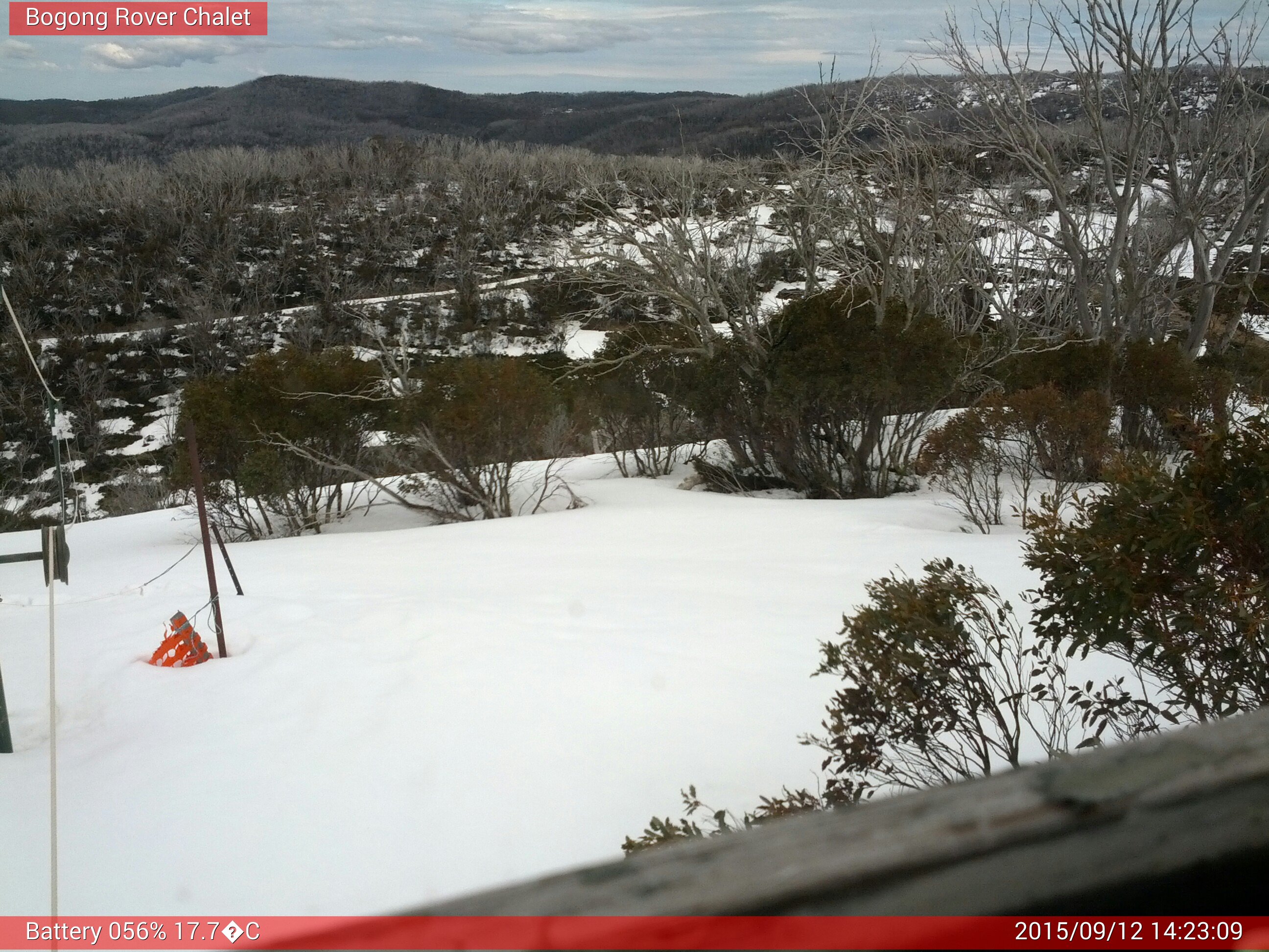 Bogong Web Cam 2:23pm Saturday 12th of September 2015