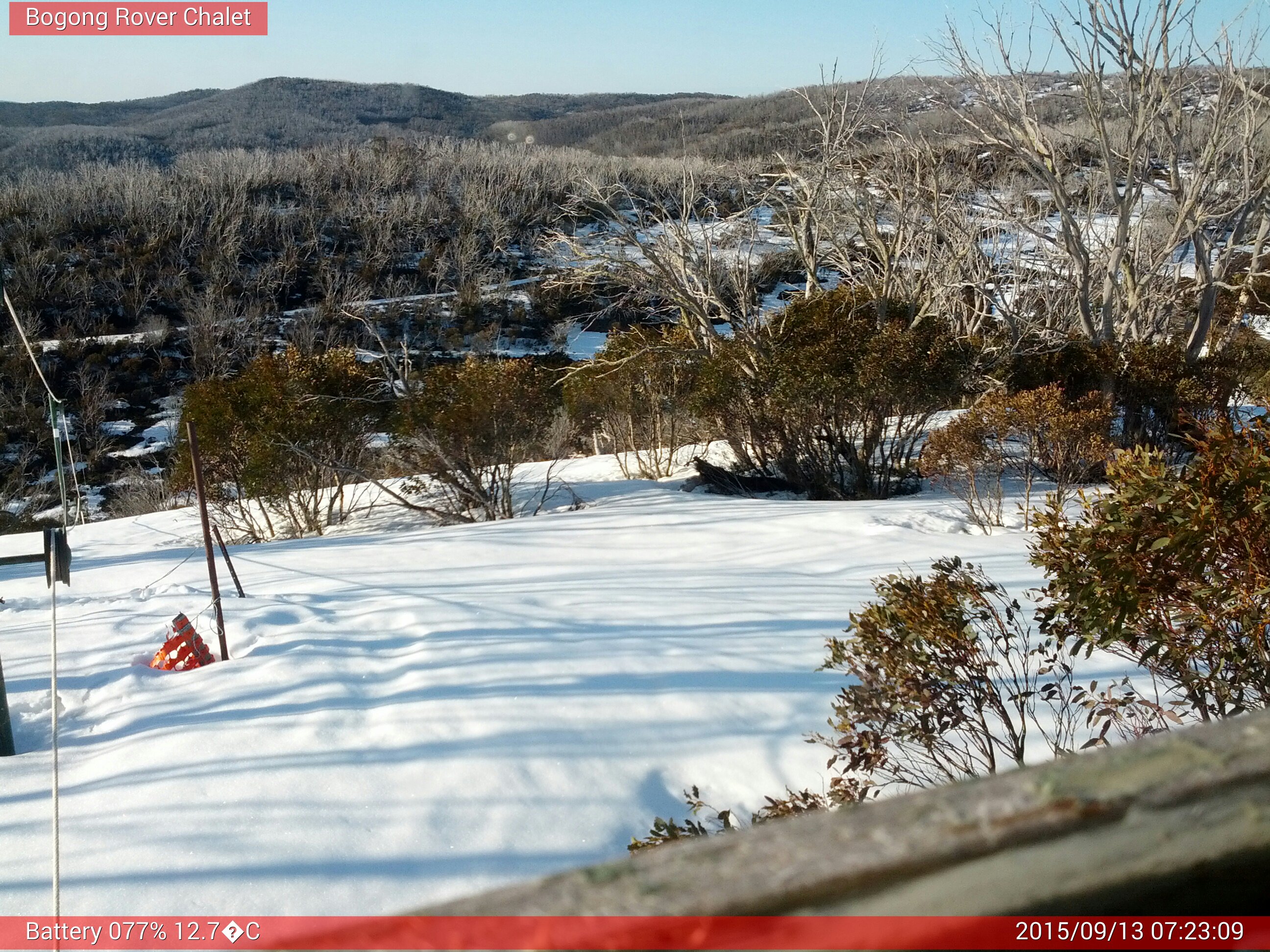 Bogong Web Cam 7:23am Sunday 13th of September 2015