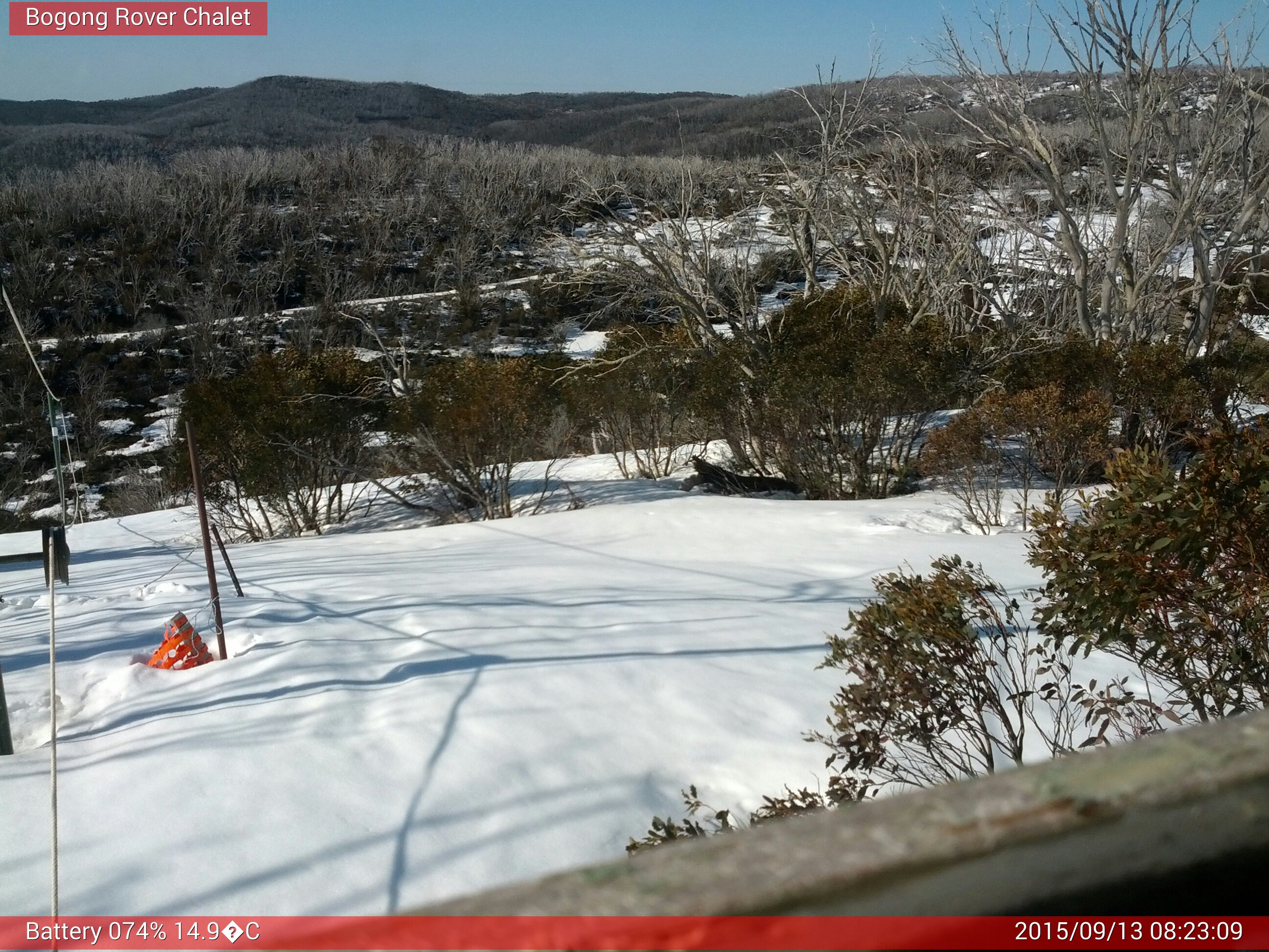 Bogong Web Cam 8:23am Sunday 13th of September 2015