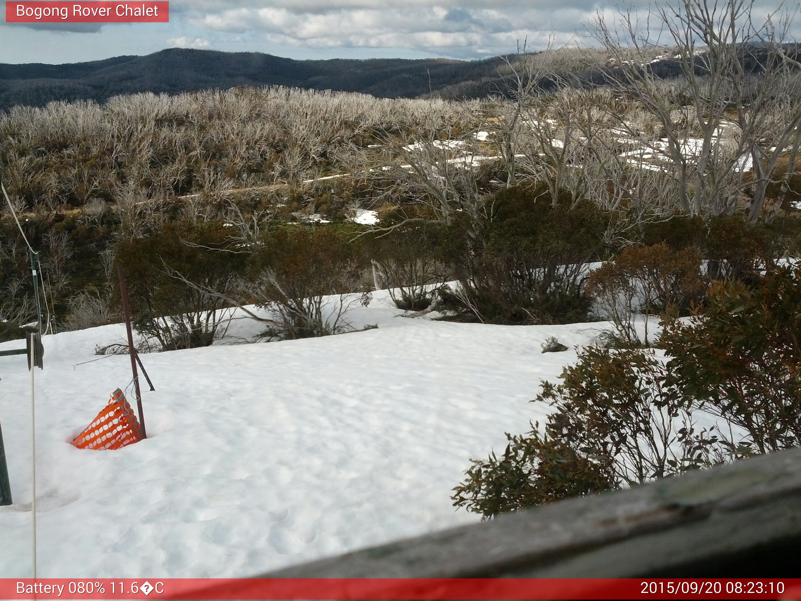 Bogong Web Cam 8:23am Sunday 20th of September 2015