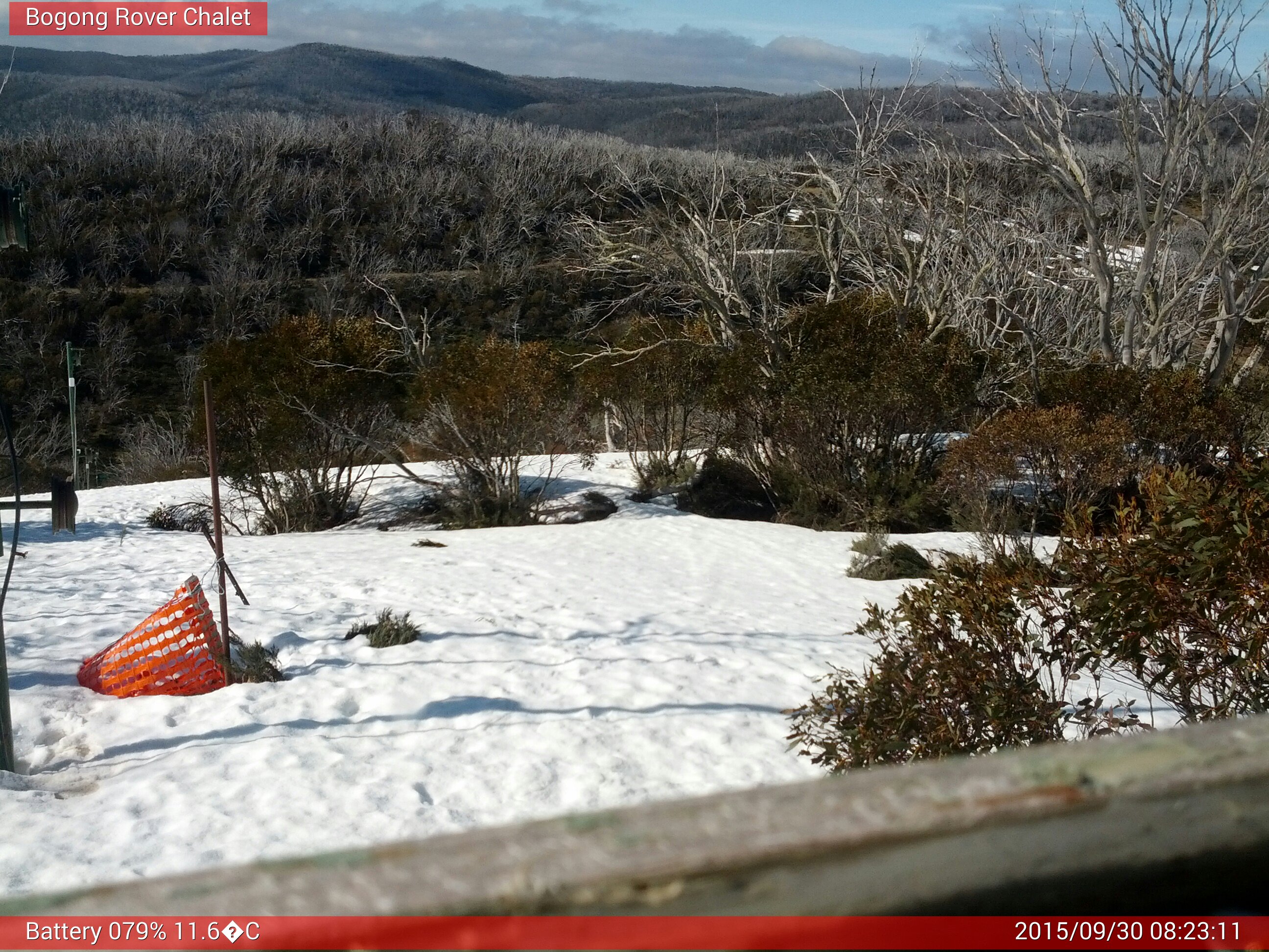 Bogong Web Cam 8:23am Wednesday 30th of September 2015