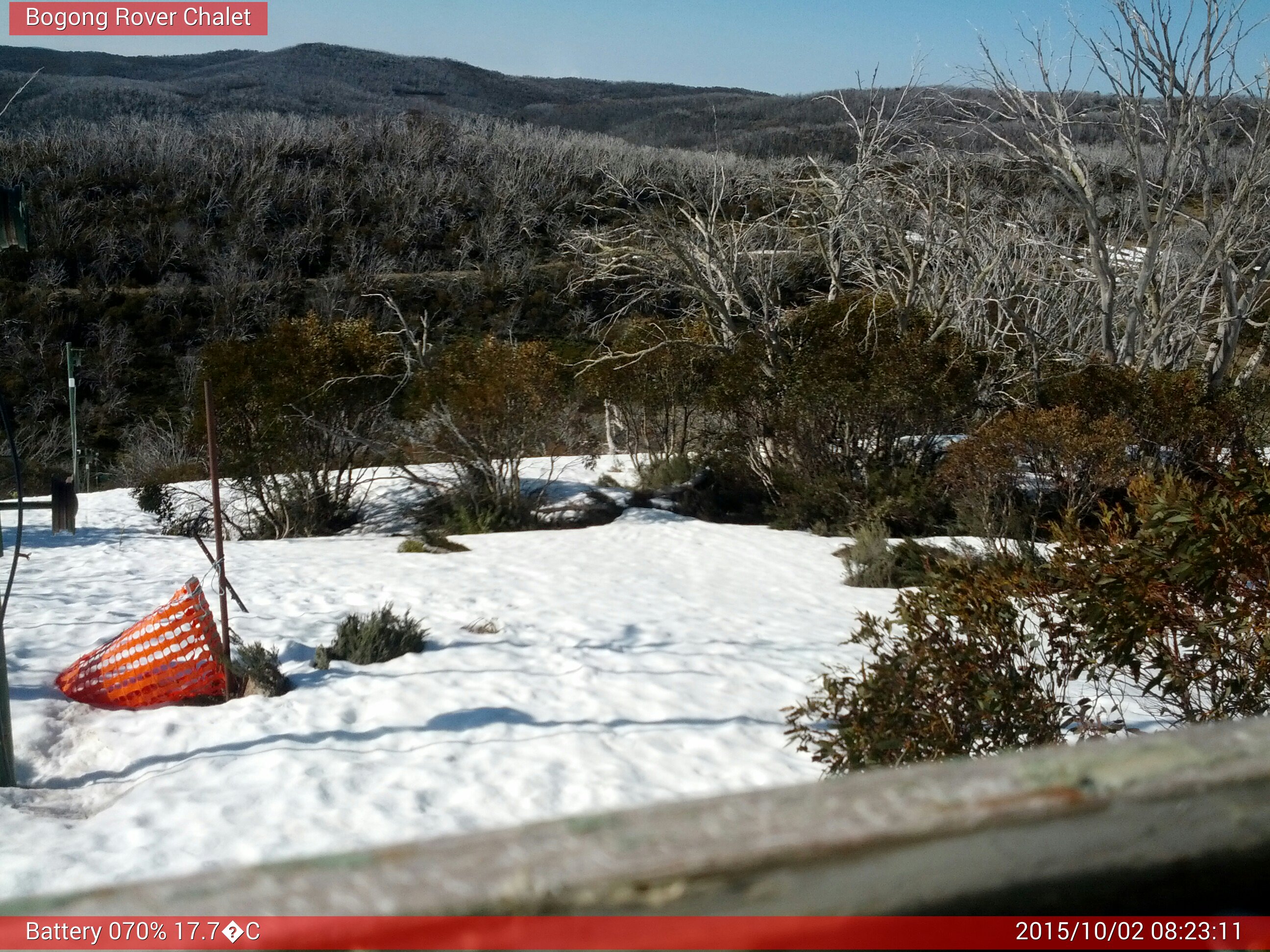 Bogong Web Cam 8:23am Friday 2nd of October 2015