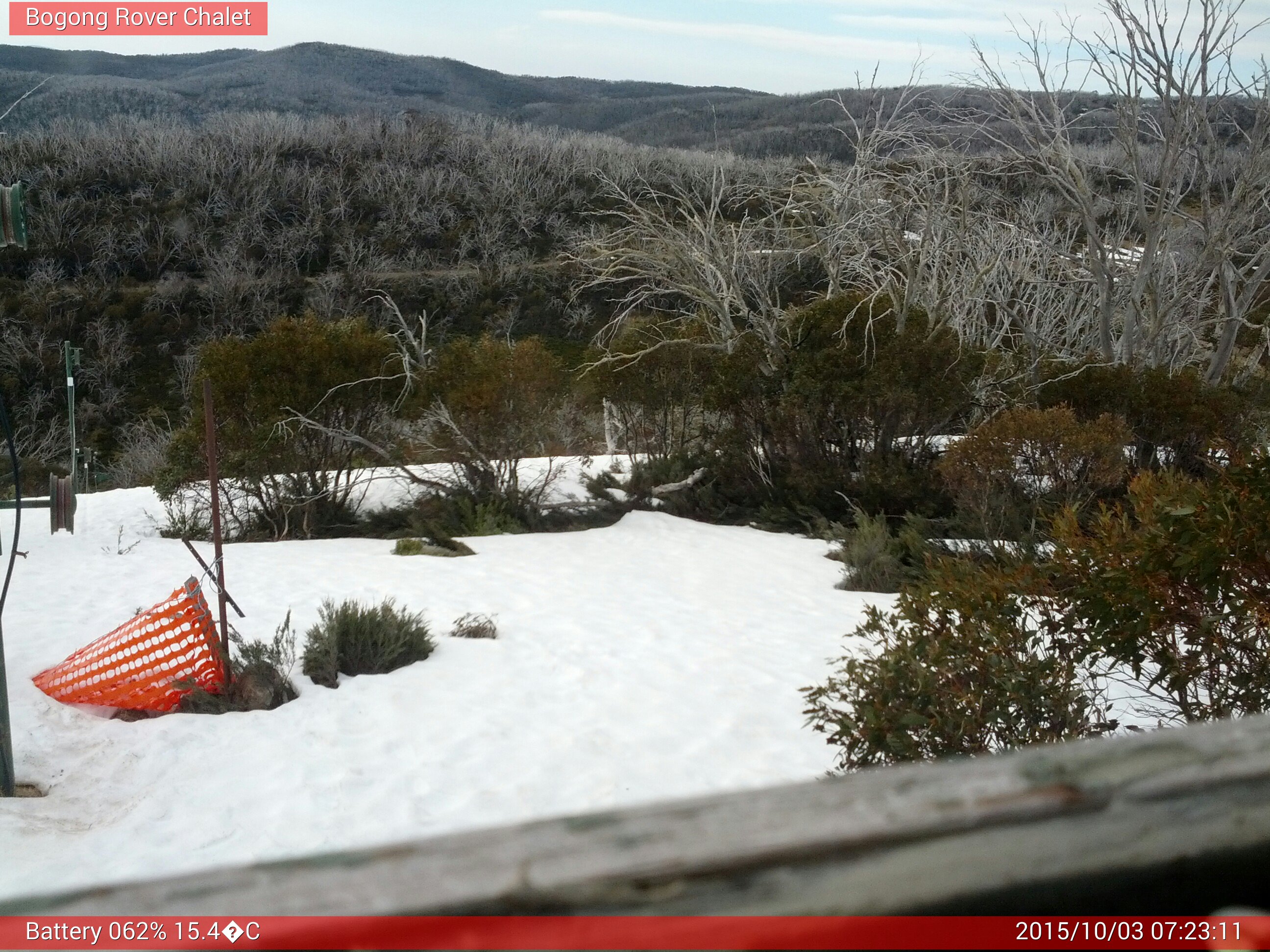 Bogong Web Cam 7:23am Saturday 3rd of October 2015