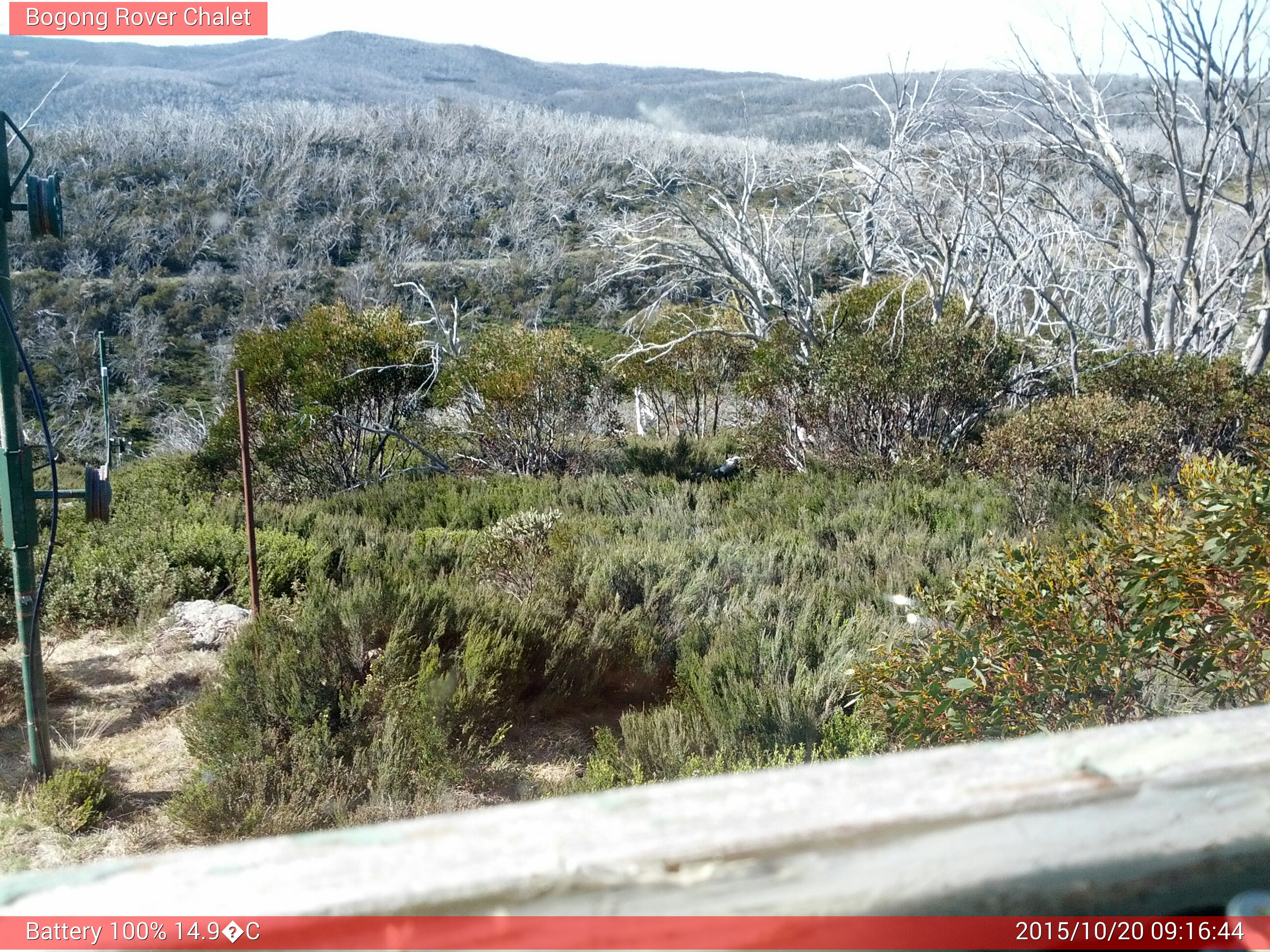 Bogong Web Cam 9:16am Tuesday 20th of October 2015