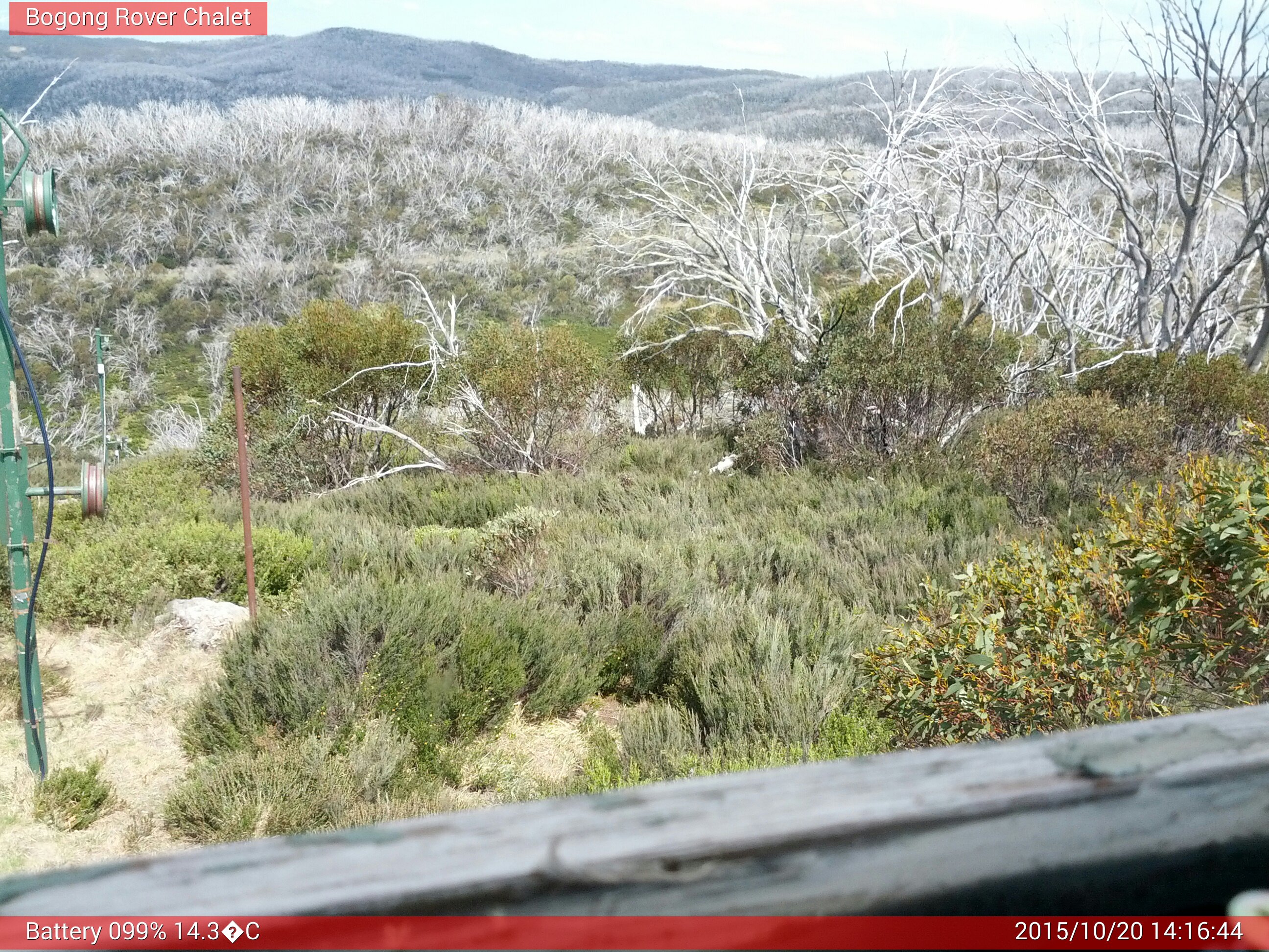 Bogong Web Cam 2:16pm Tuesday 20th of October 2015