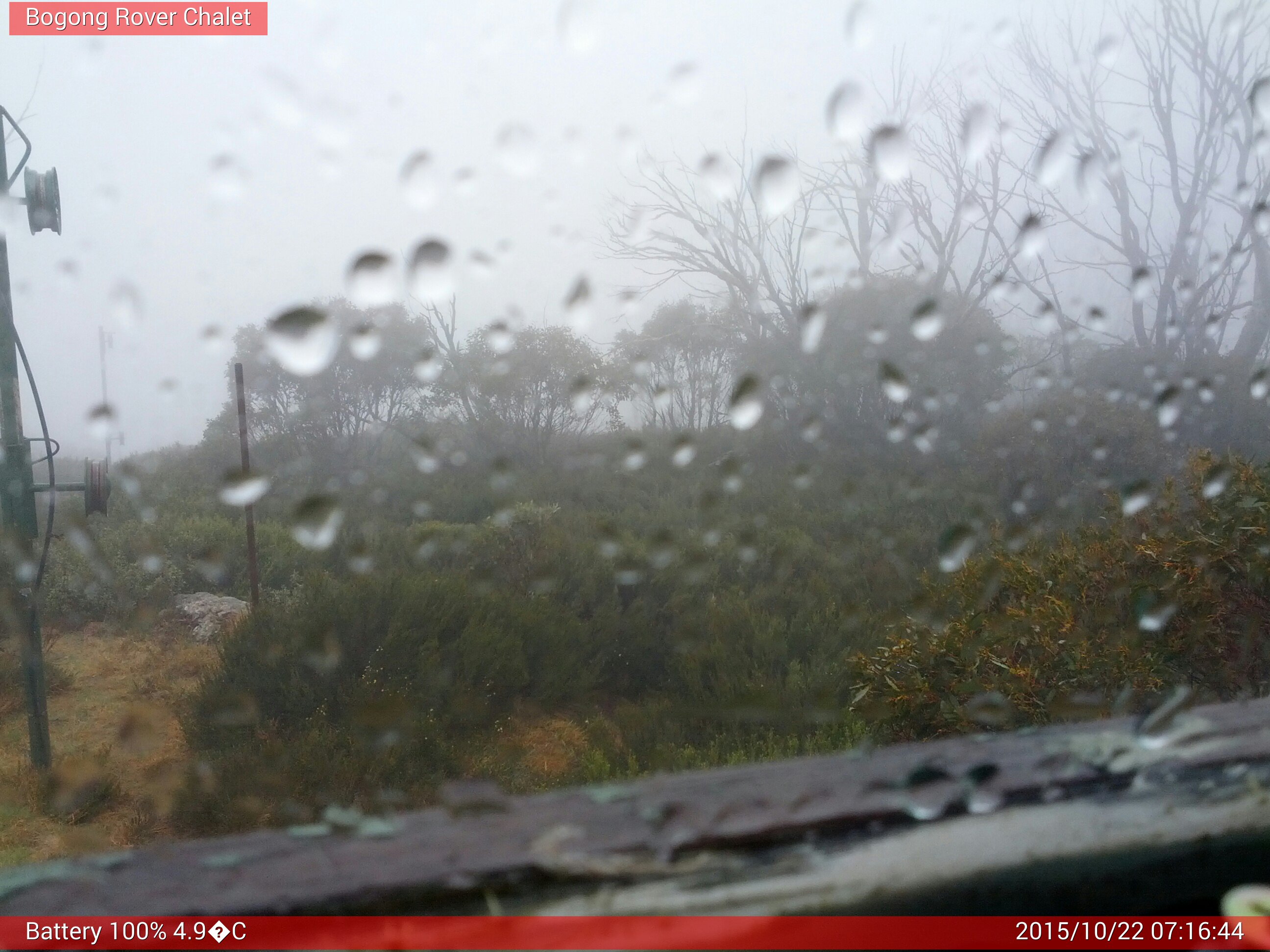 Bogong Web Cam 7:16am Thursday 22nd of October 2015