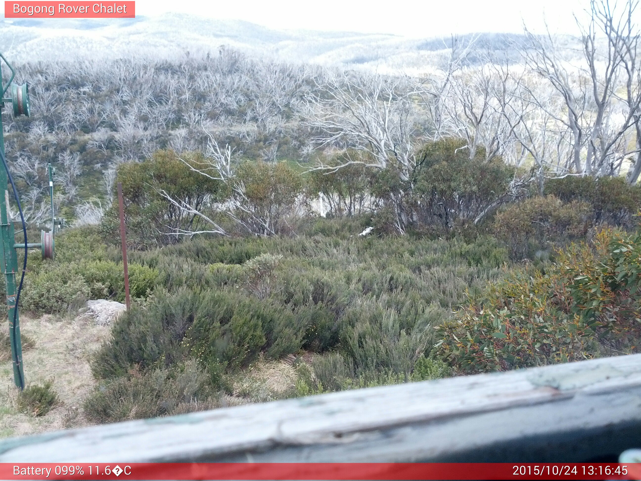 Bogong Web Cam 1:16pm Saturday 24th of October 2015