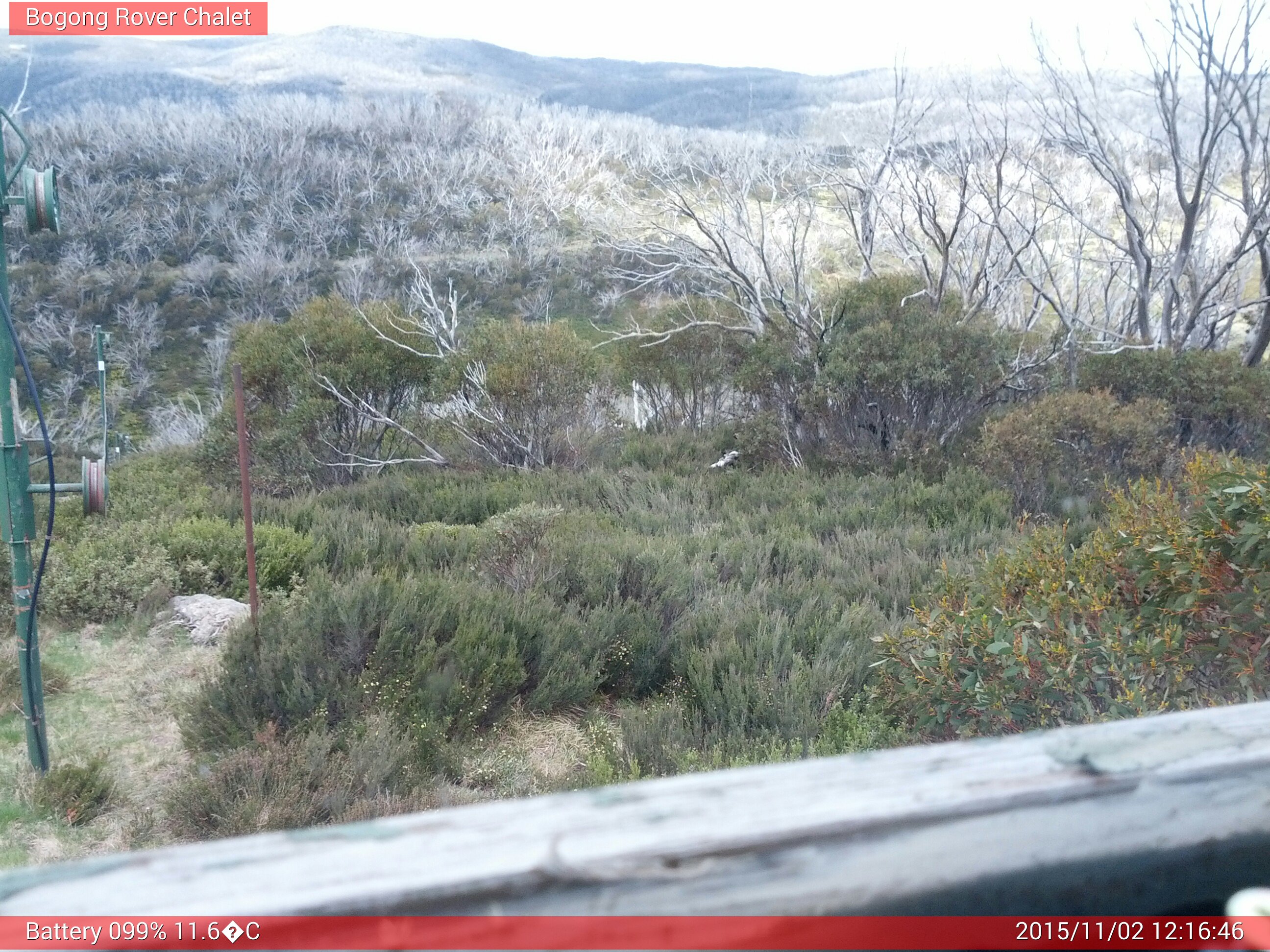 Bogong Web Cam 12:16pm Monday 2nd of November 2015