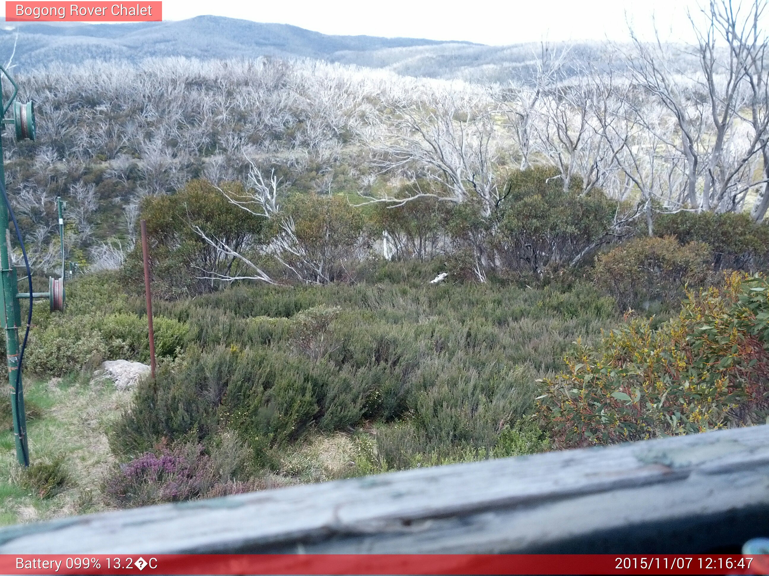 Bogong Web Cam 12:16pm Saturday 7th of November 2015