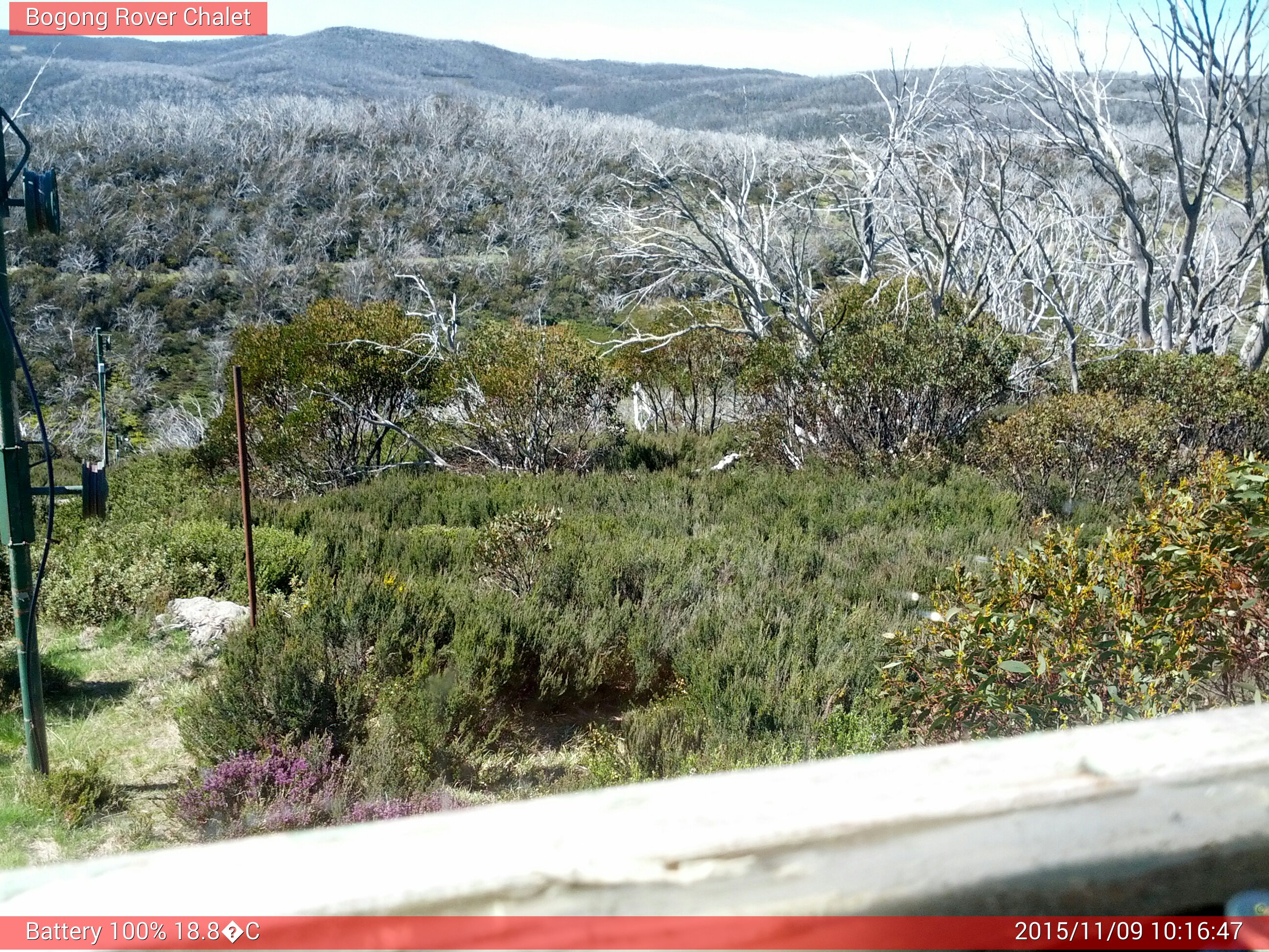 Bogong Web Cam 10:16am Monday 9th of November 2015