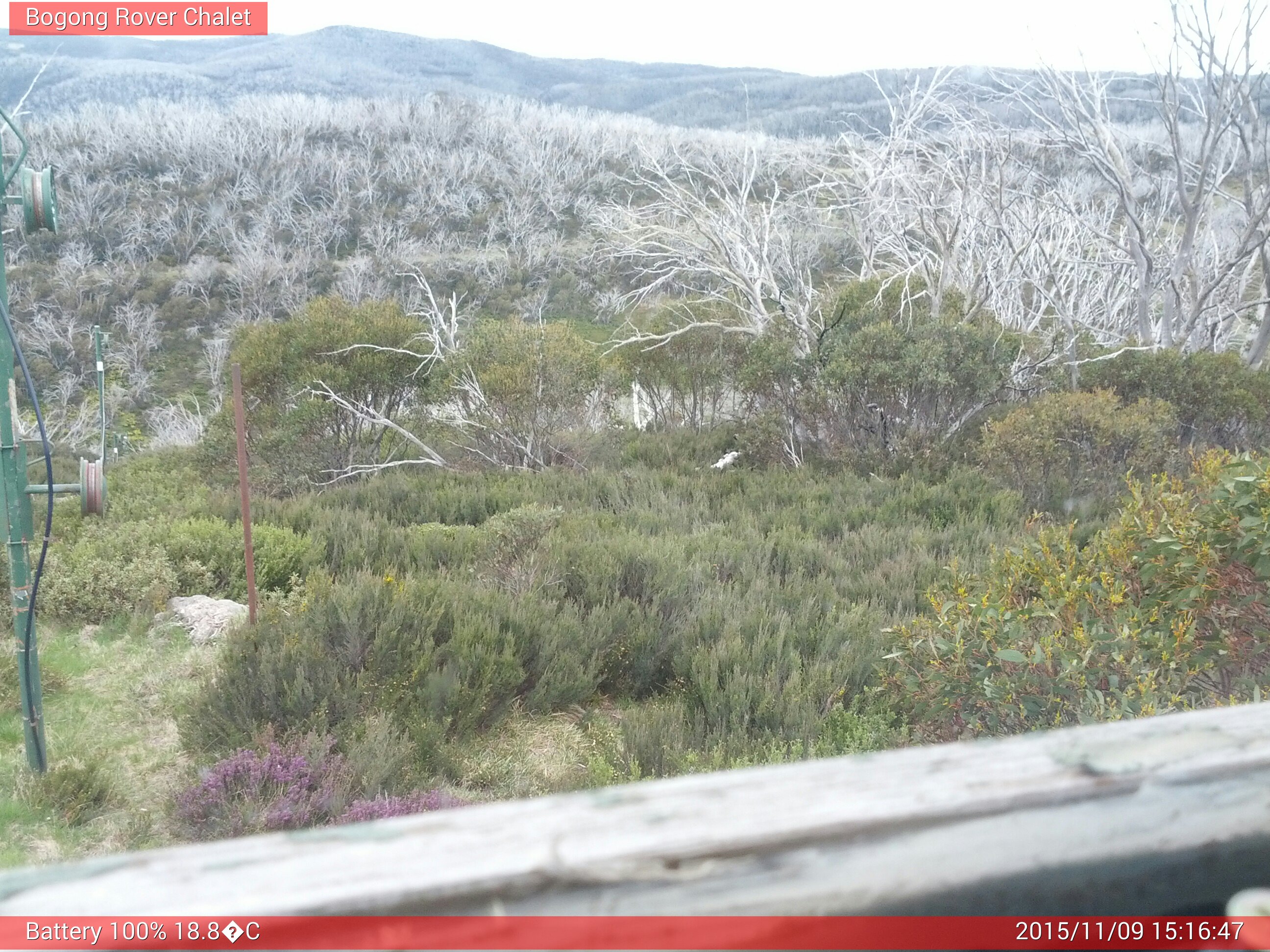 Bogong Web Cam 3:16pm Monday 9th of November 2015