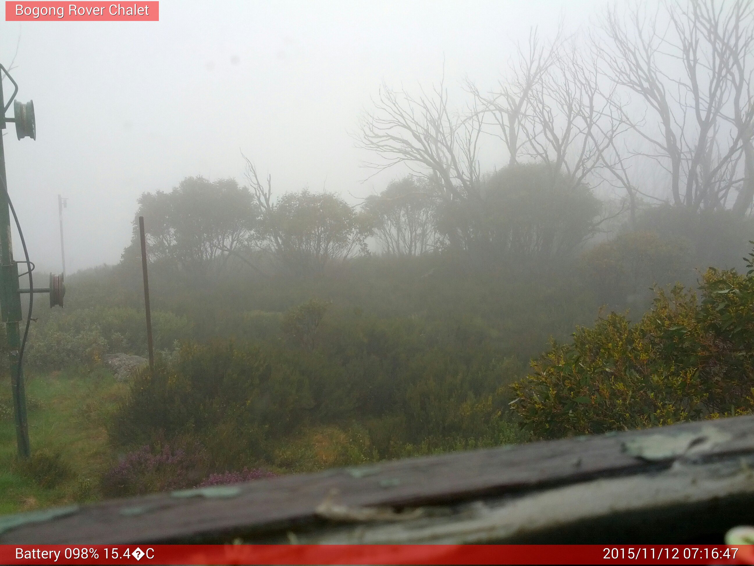 Bogong Web Cam 7:16am Thursday 12th of November 2015