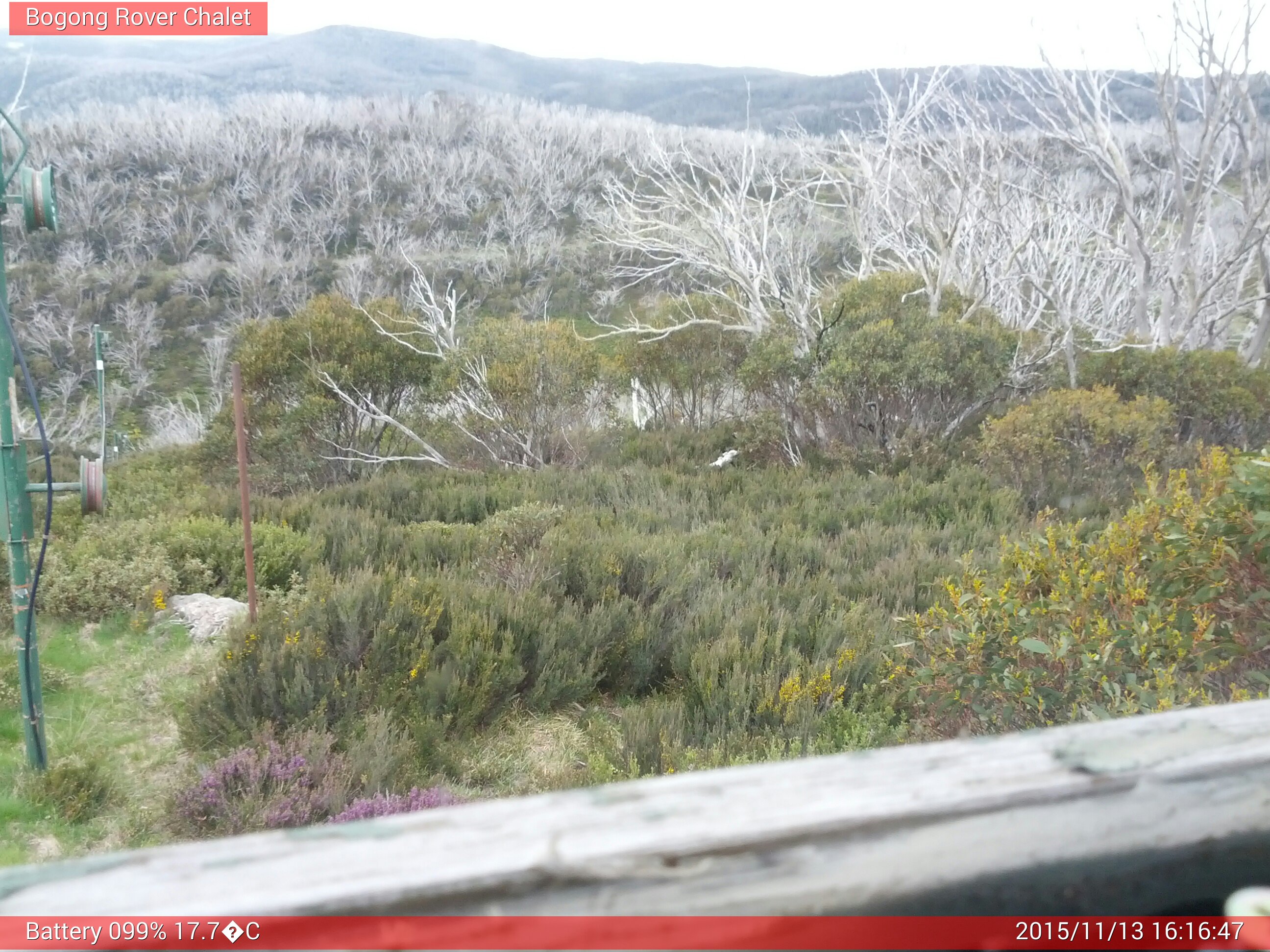 Bogong Web Cam 4:16pm Friday 13th of November 2015