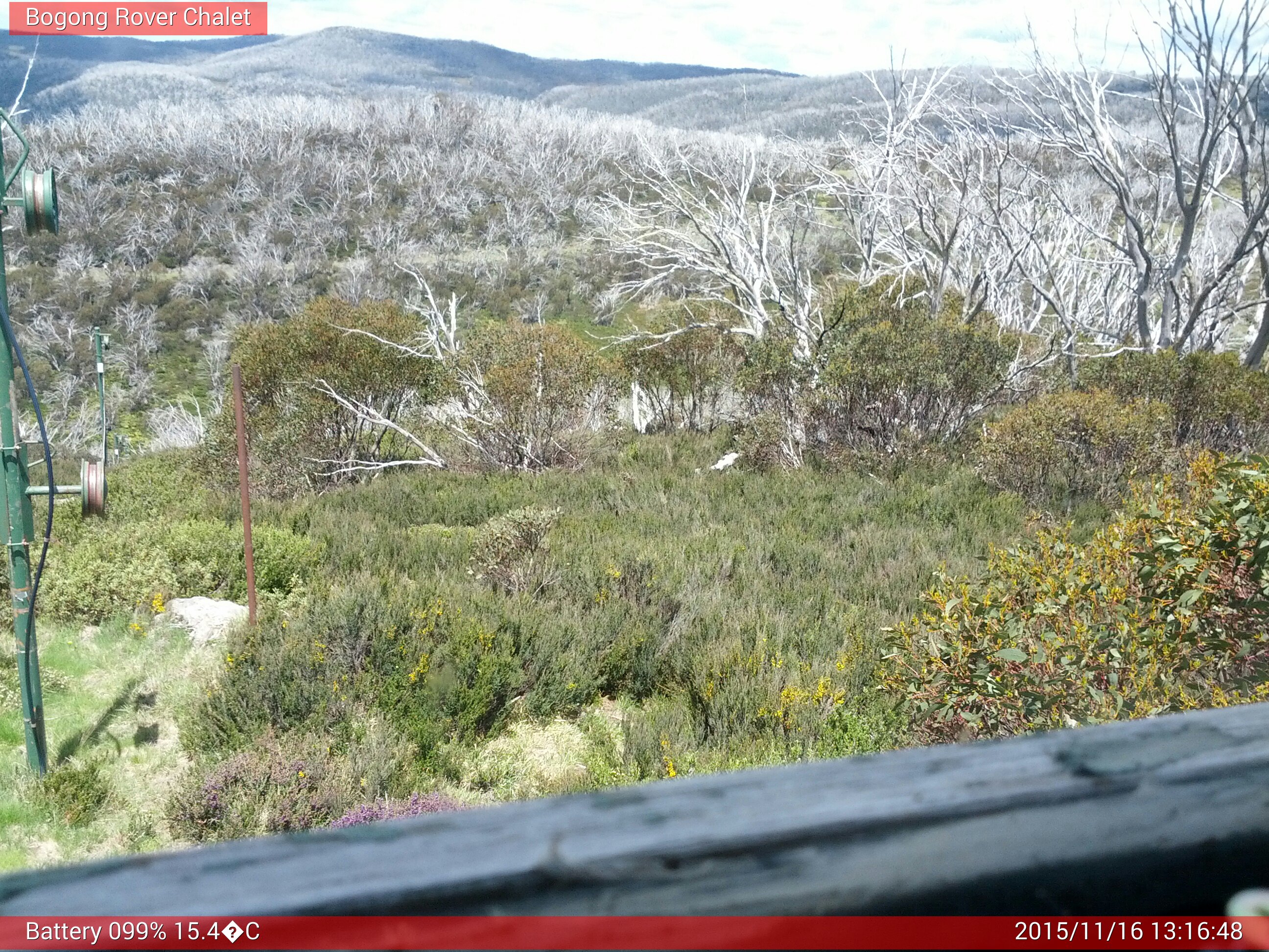 Bogong Web Cam 1:16pm Monday 16th of November 2015