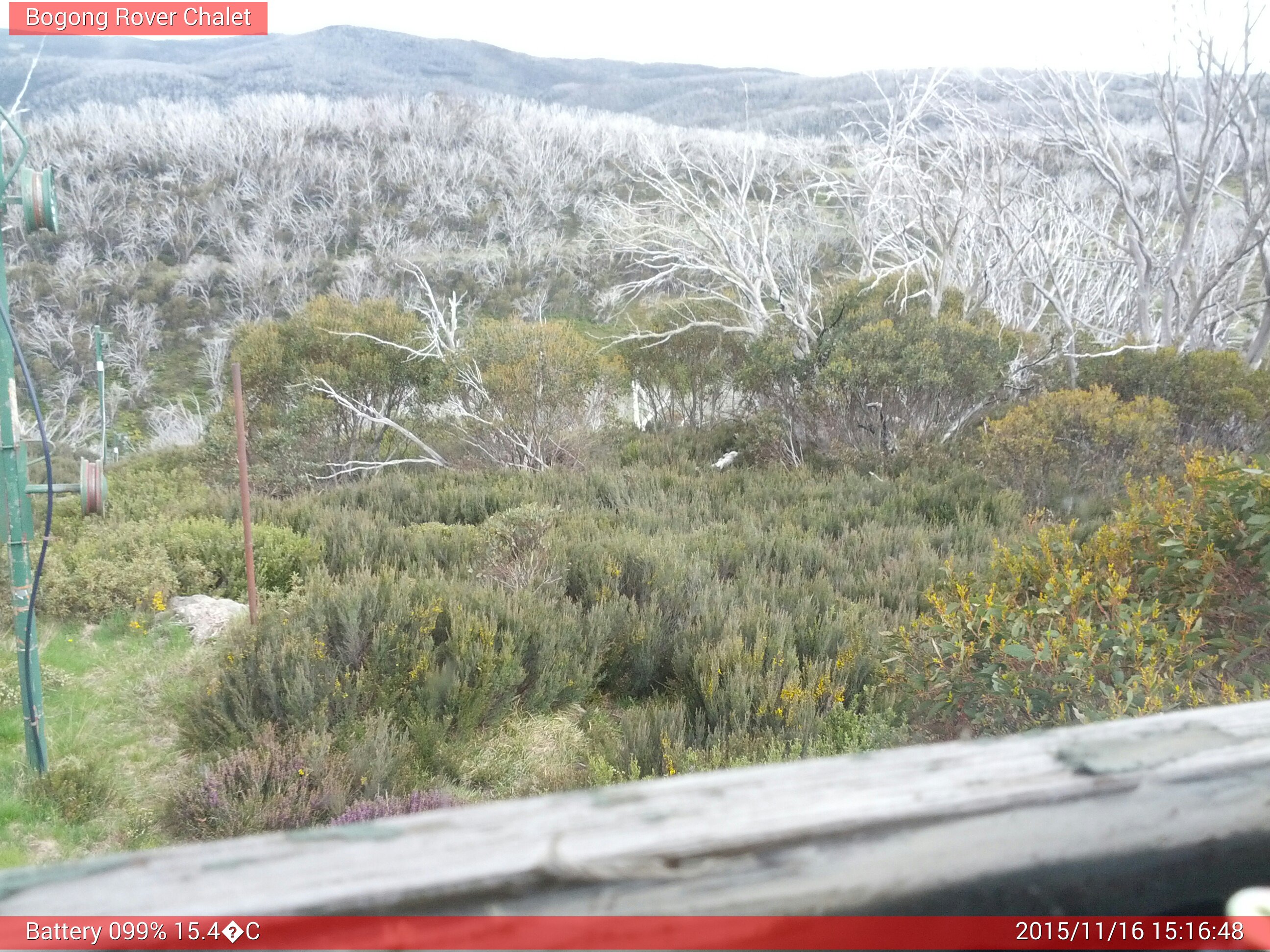 Bogong Web Cam 3:16pm Monday 16th of November 2015