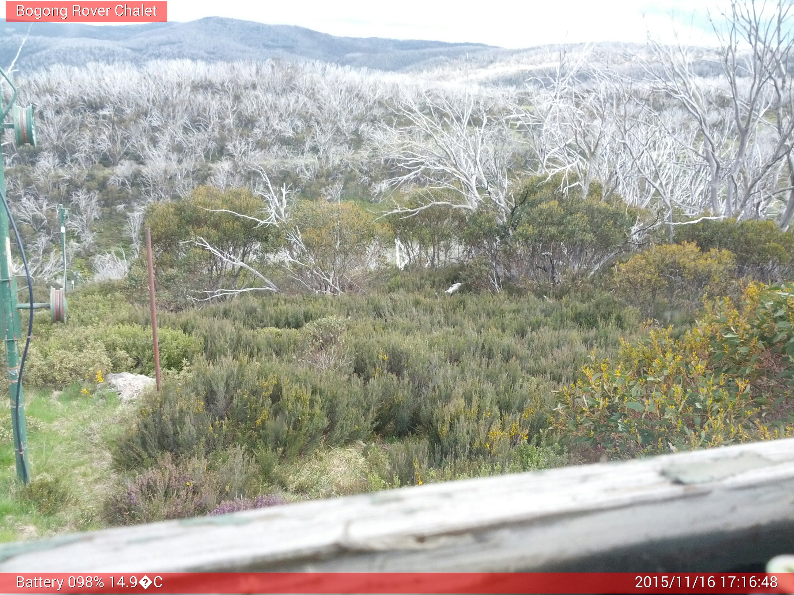 Bogong Web Cam 5:16pm Monday 16th of November 2015