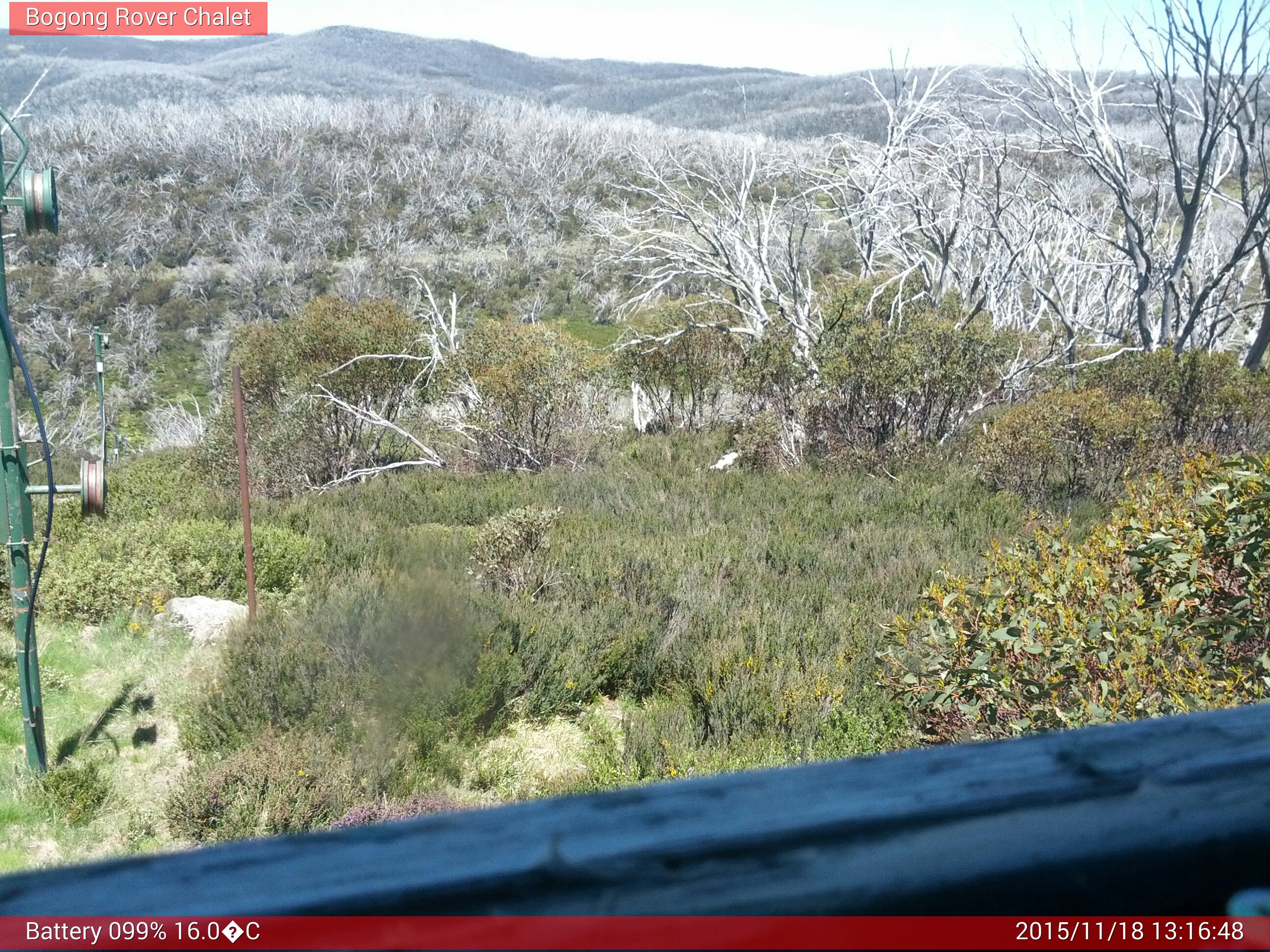 Bogong Web Cam 1:16pm Wednesday 18th of November 2015