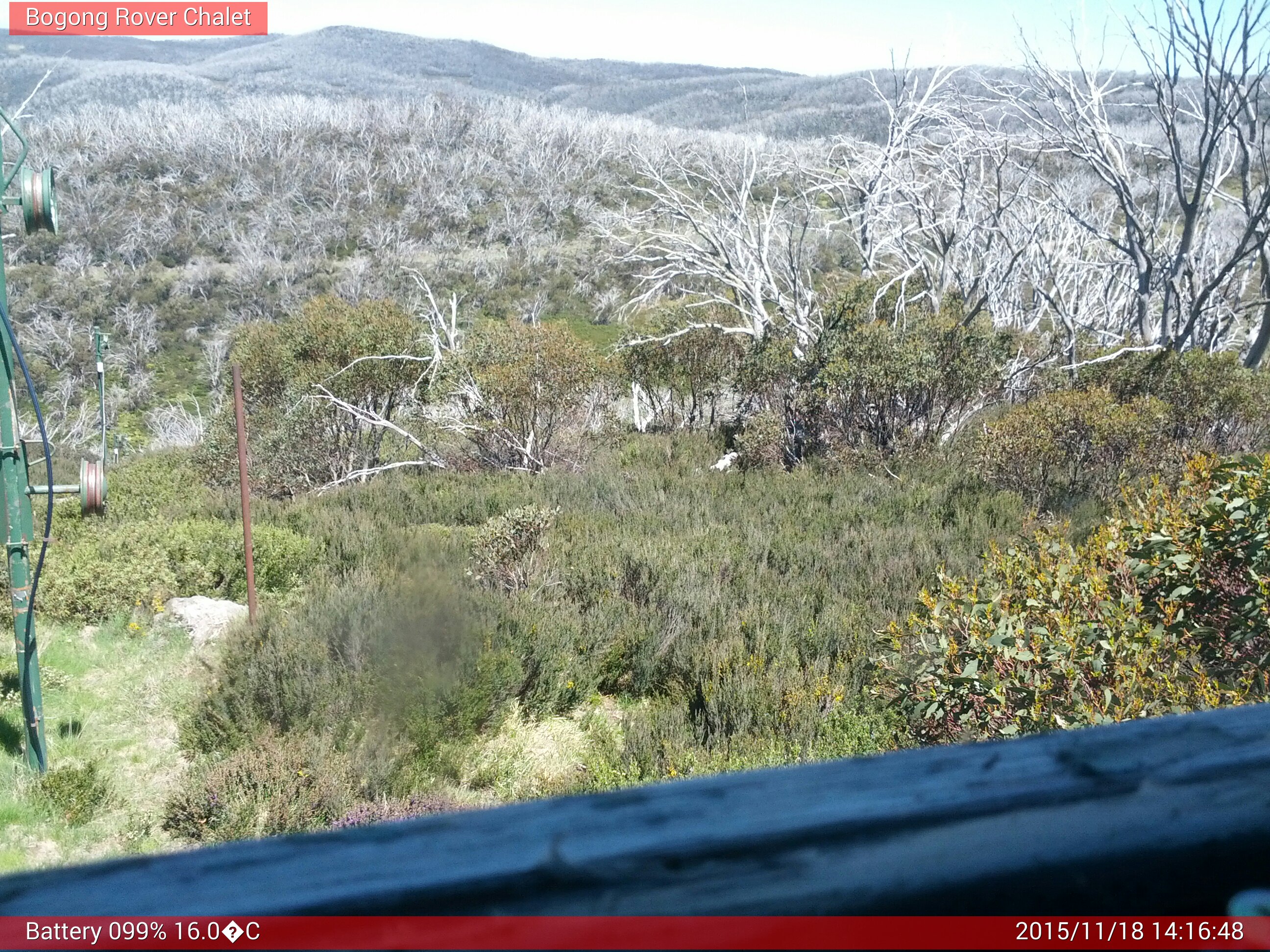 Bogong Web Cam 2:16pm Wednesday 18th of November 2015