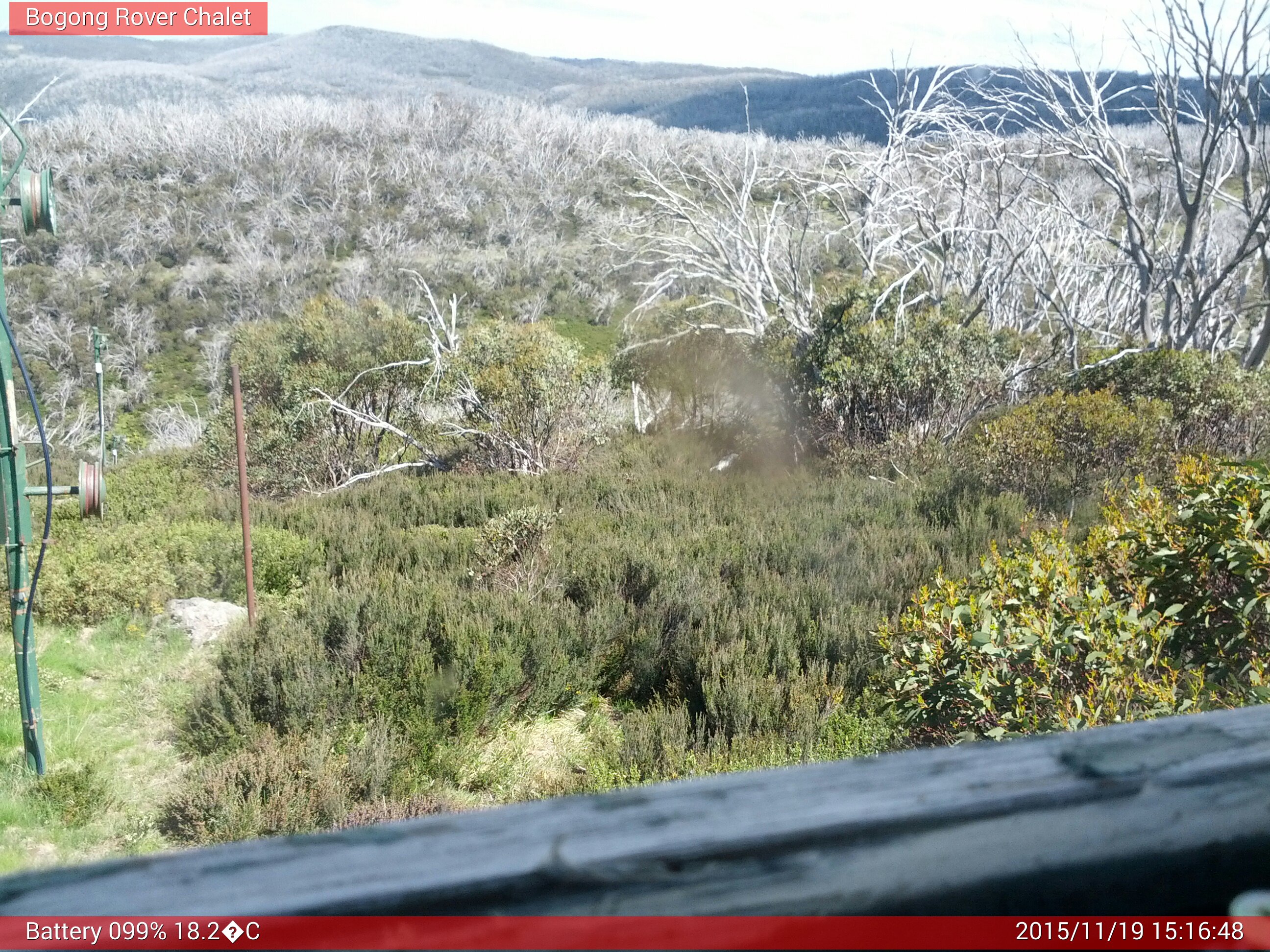 Bogong Web Cam 3:16pm Thursday 19th of November 2015