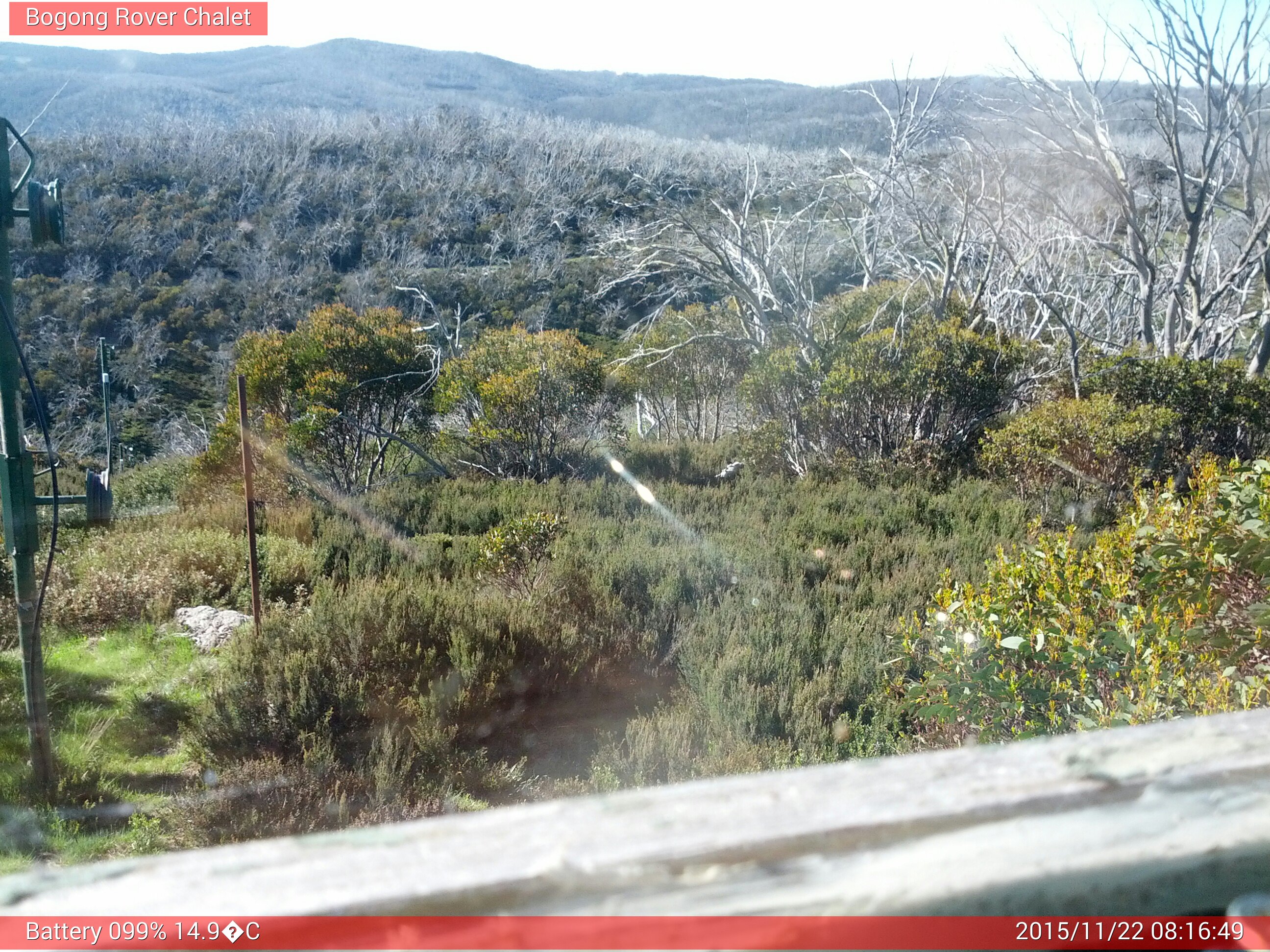 Bogong Web Cam 8:16am Sunday 22nd of November 2015