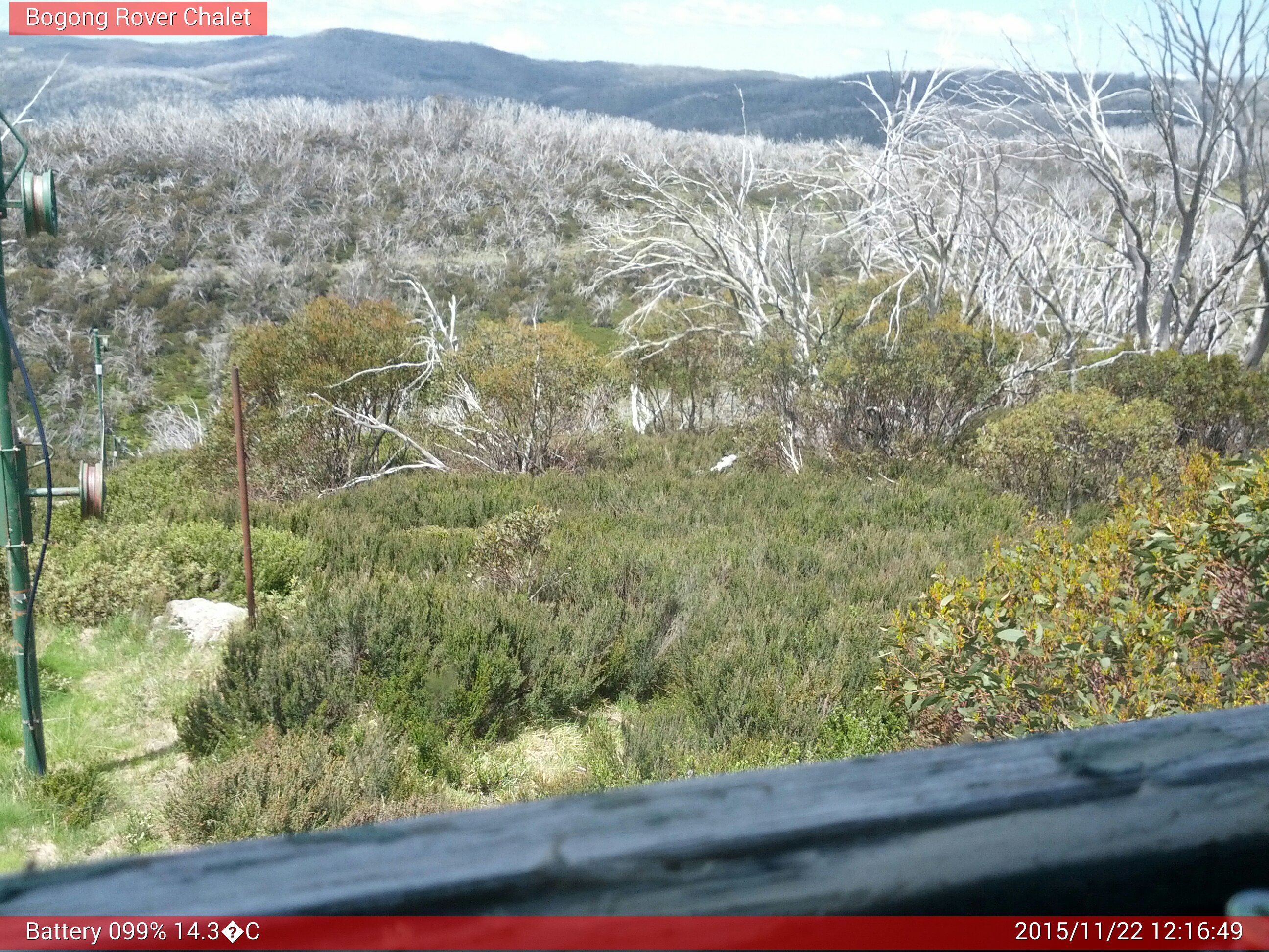 Bogong Web Cam 12:16pm Sunday 22nd of November 2015