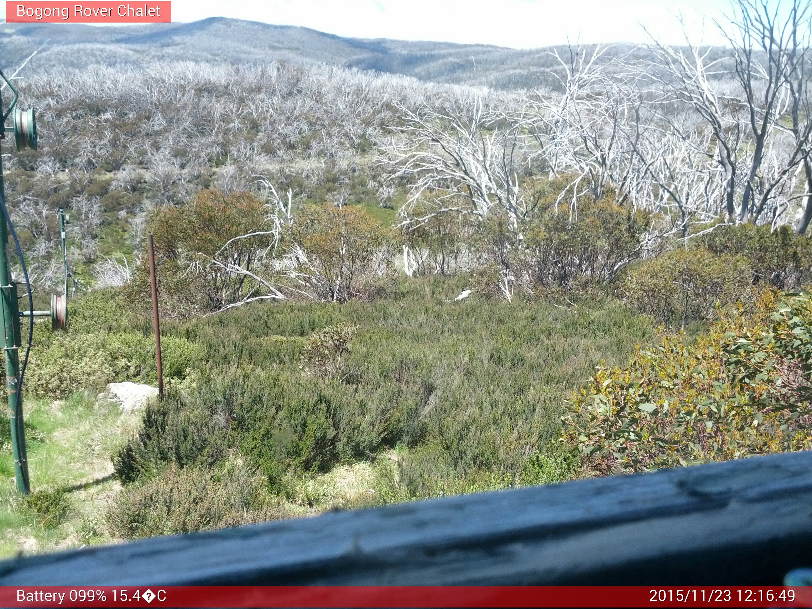 Bogong Web Cam 12:16pm Monday 23rd of November 2015