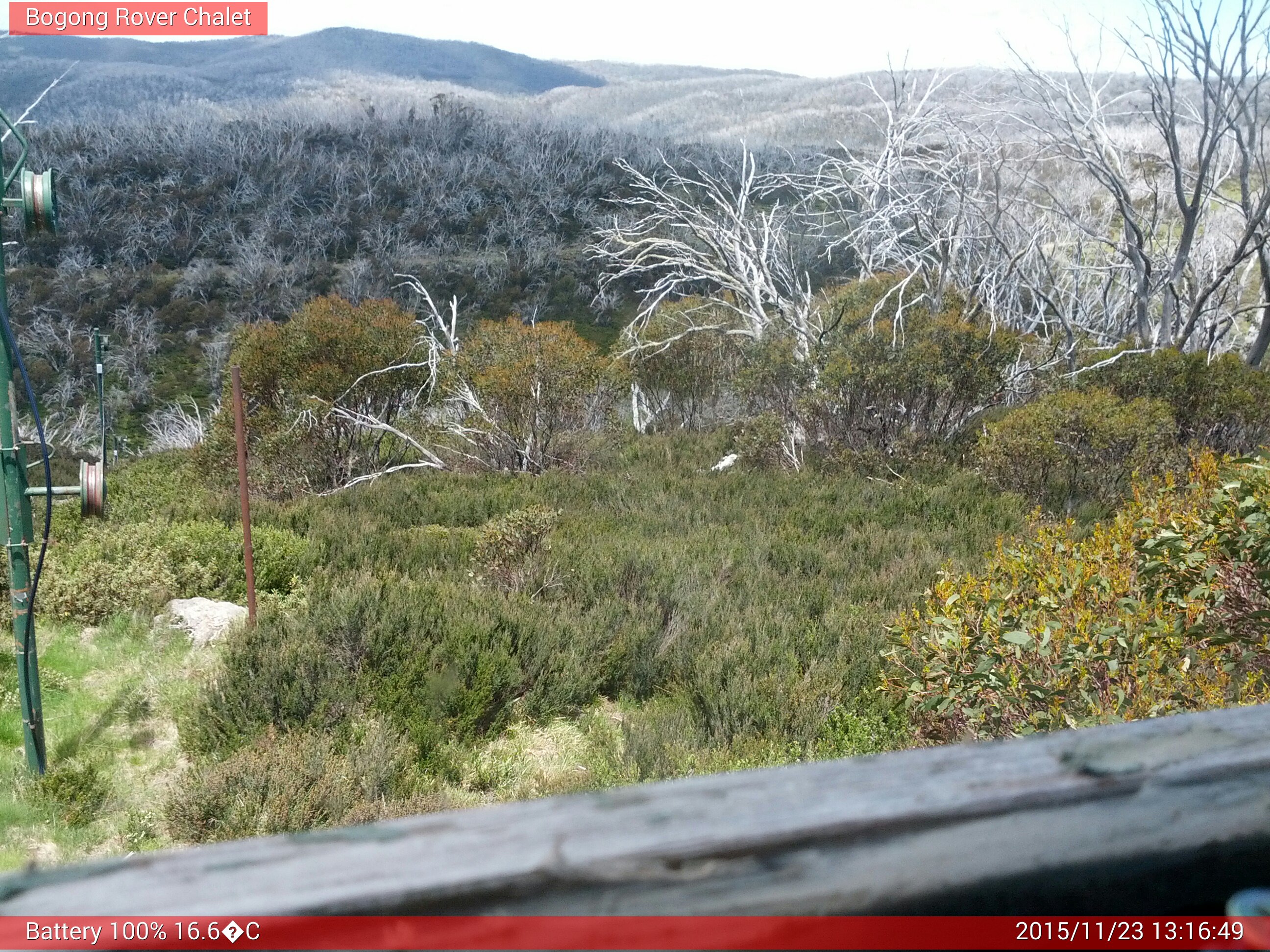 Bogong Web Cam 1:16pm Monday 23rd of November 2015