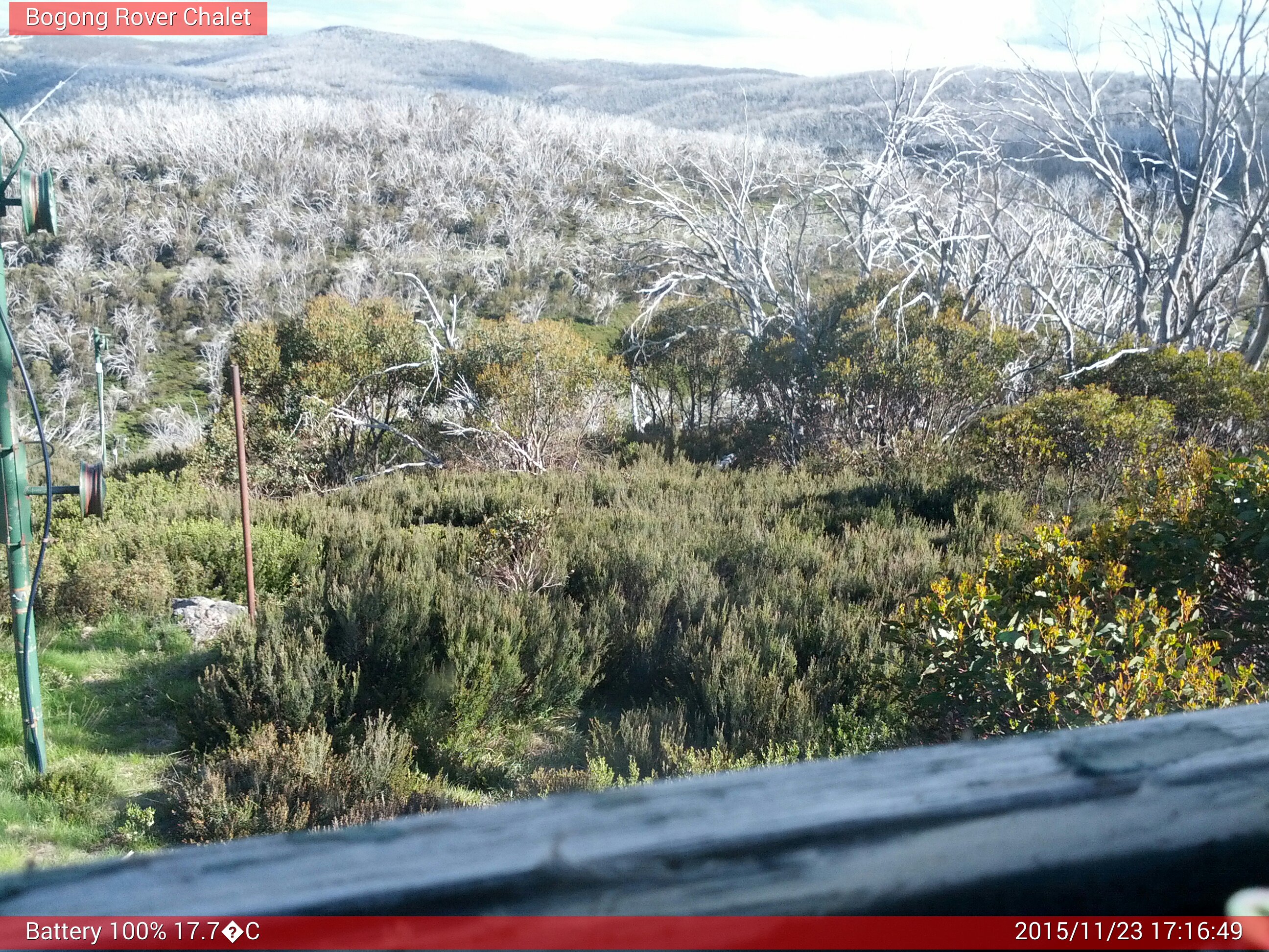 Bogong Web Cam 5:16pm Monday 23rd of November 2015