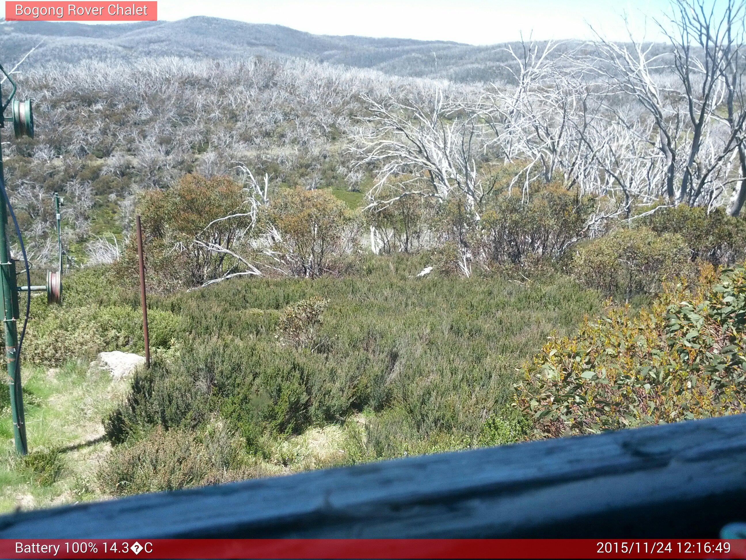 Bogong Web Cam 12:16pm Tuesday 24th of November 2015