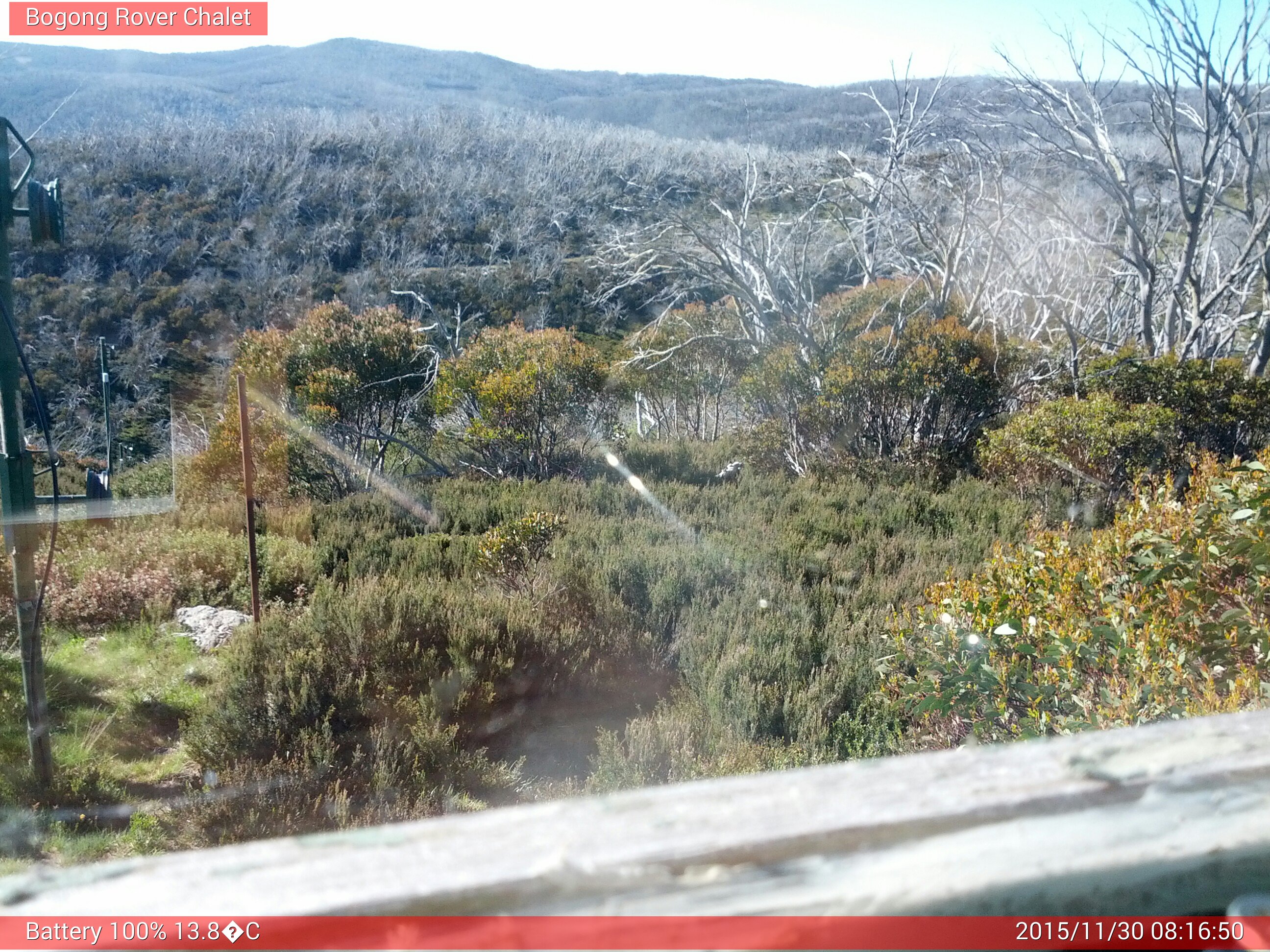 Bogong Web Cam 8:16am Monday 30th of November 2015