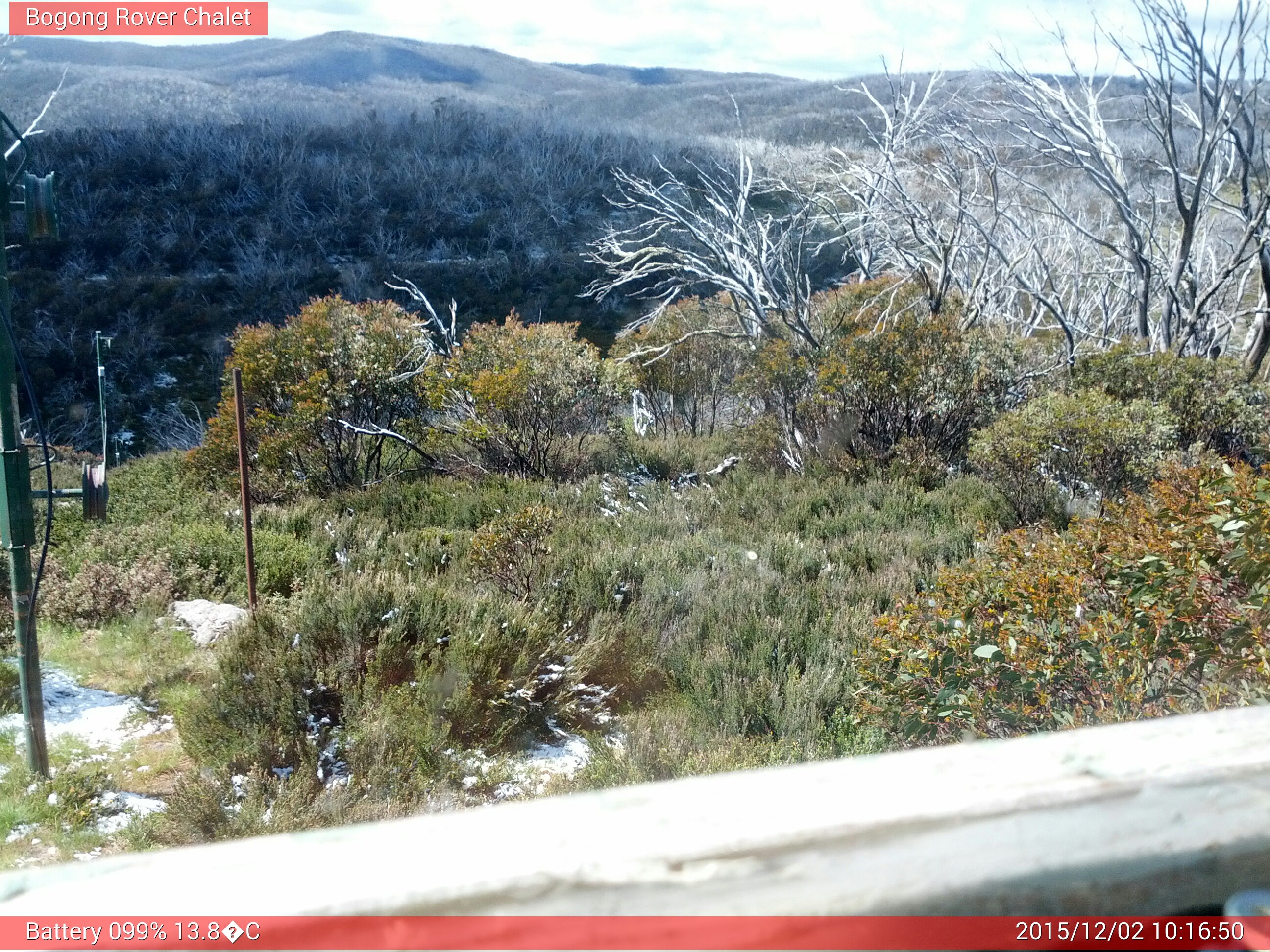 Bogong Web Cam 10:16am Wednesday 2nd of December 2015