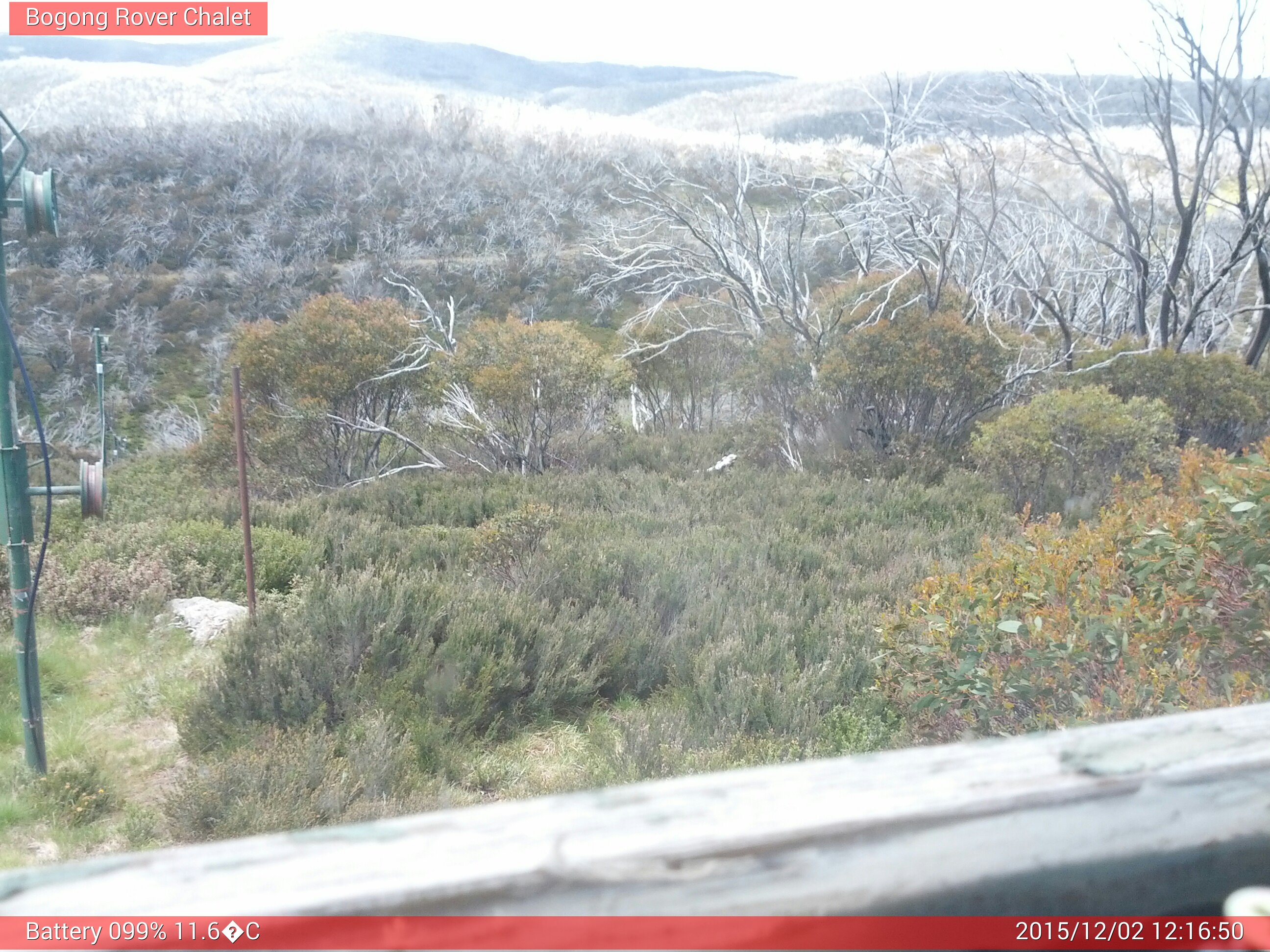 Bogong Web Cam 12:16pm Wednesday 2nd of December 2015