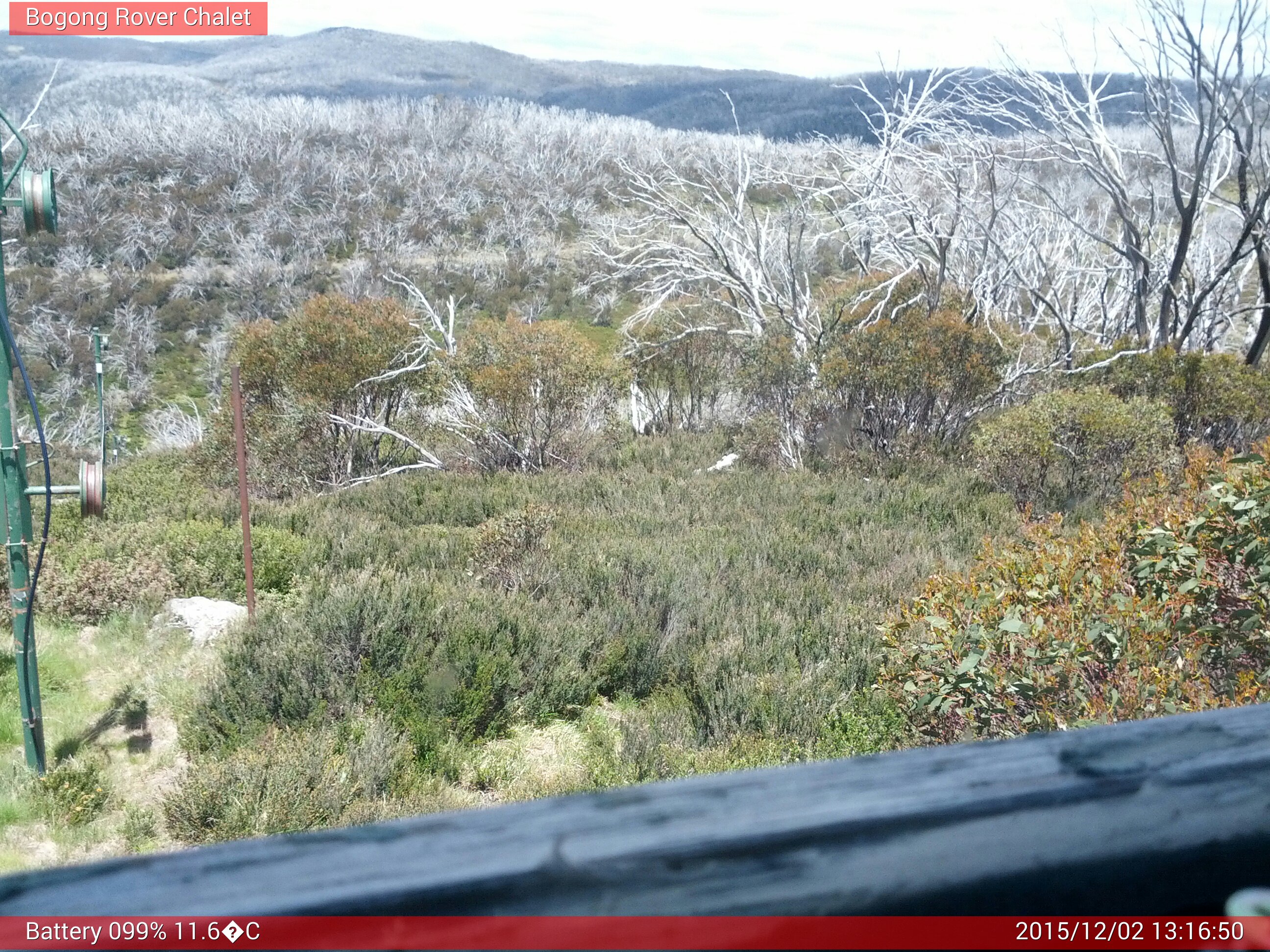 Bogong Web Cam 1:16pm Wednesday 2nd of December 2015