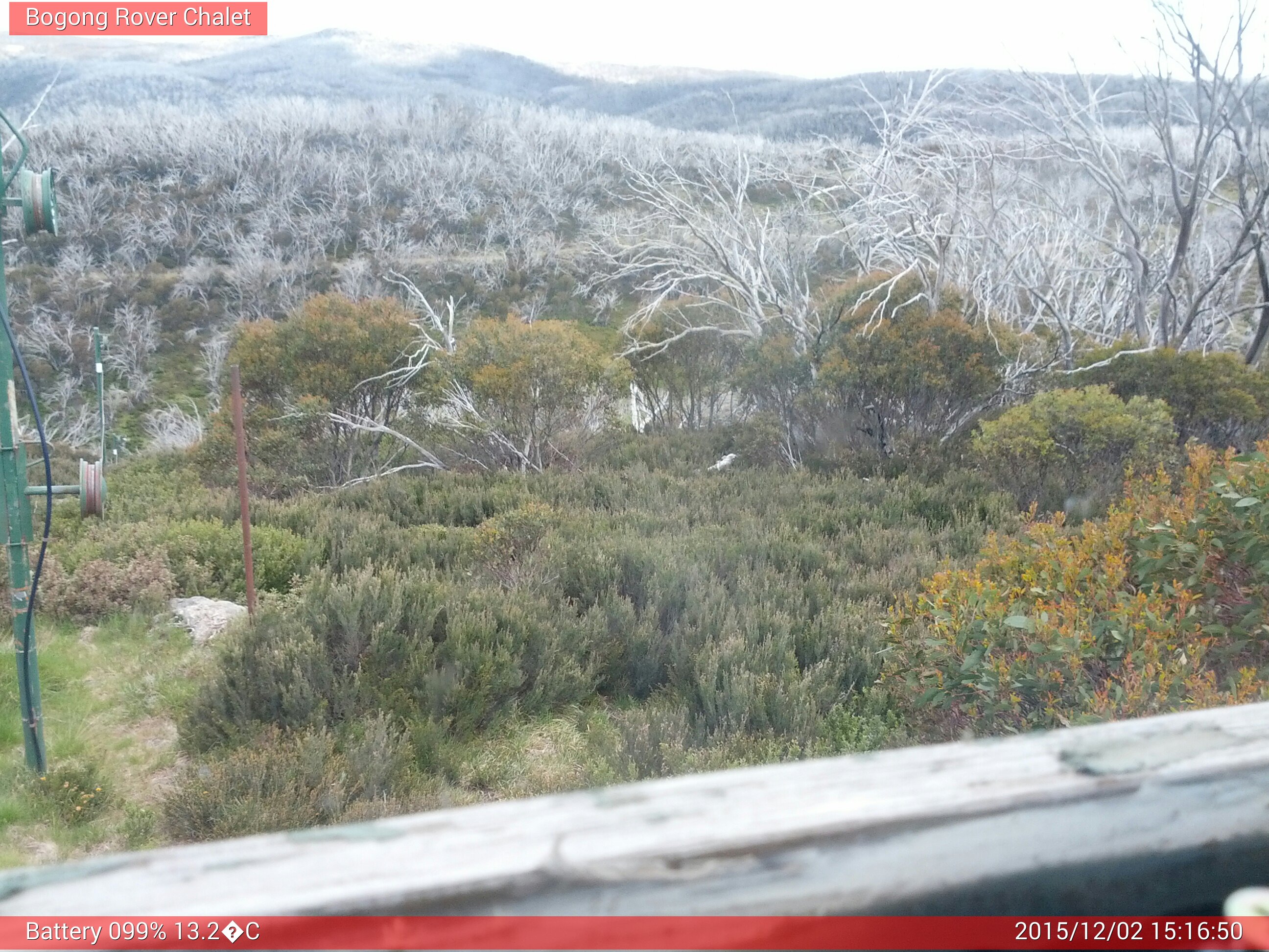 Bogong Web Cam 3:16pm Wednesday 2nd of December 2015