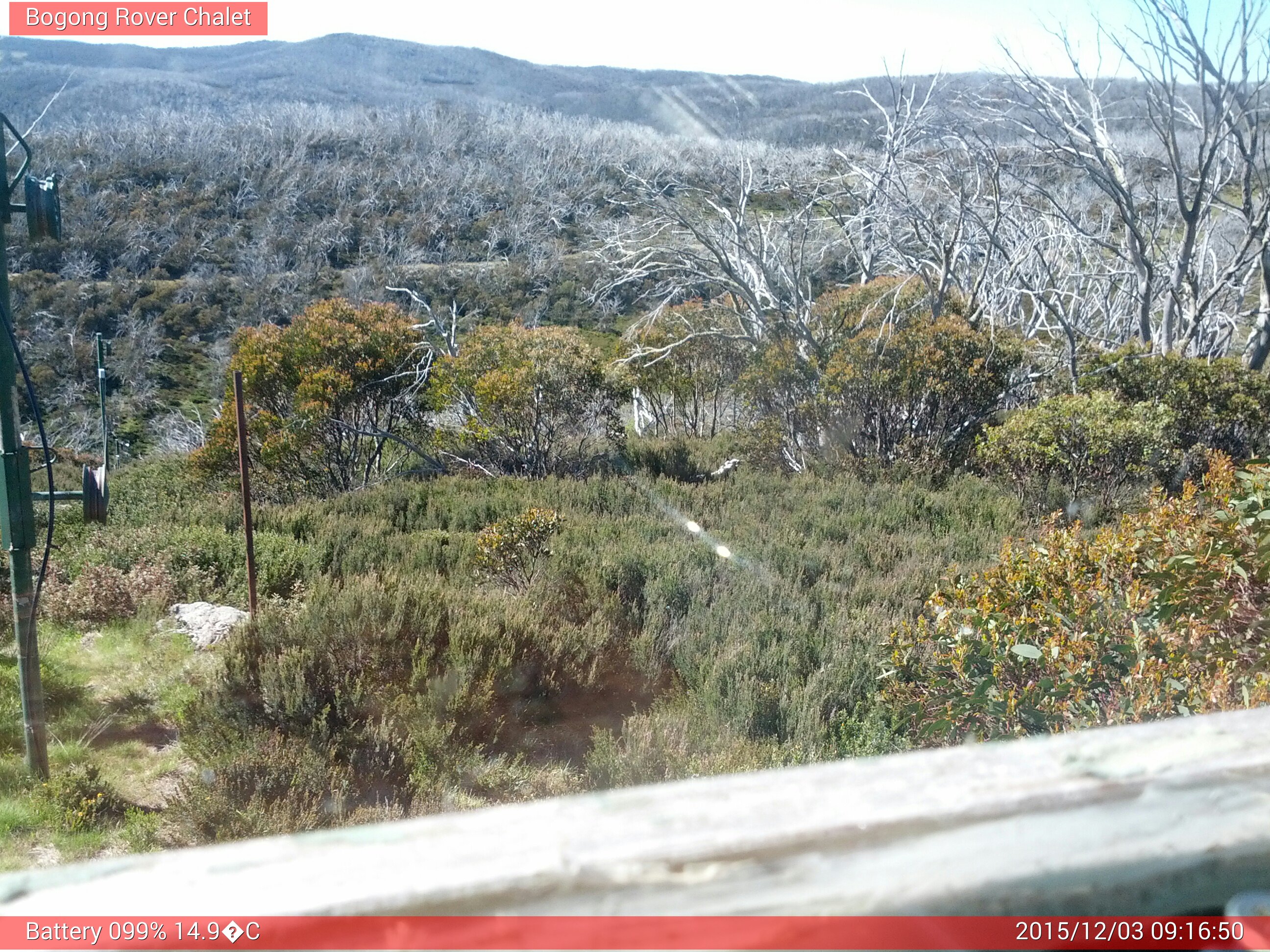 Bogong Web Cam 9:16am Thursday 3rd of December 2015