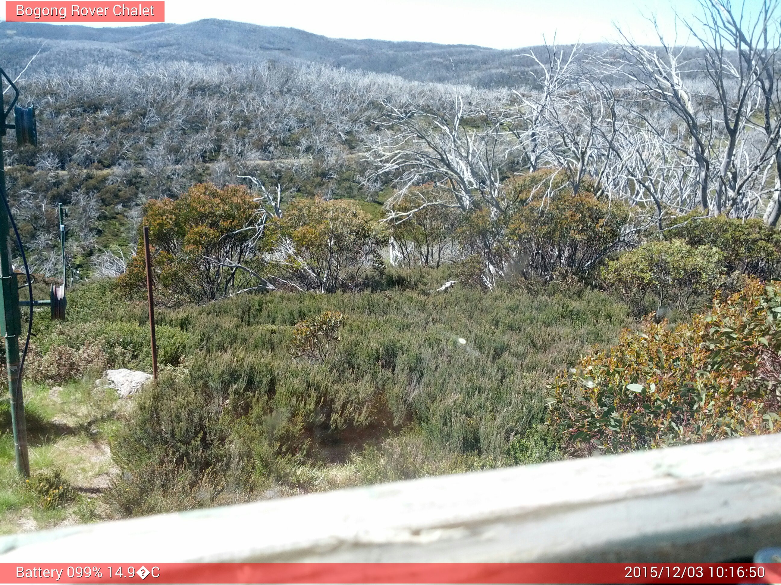 Bogong Web Cam 10:16am Thursday 3rd of December 2015